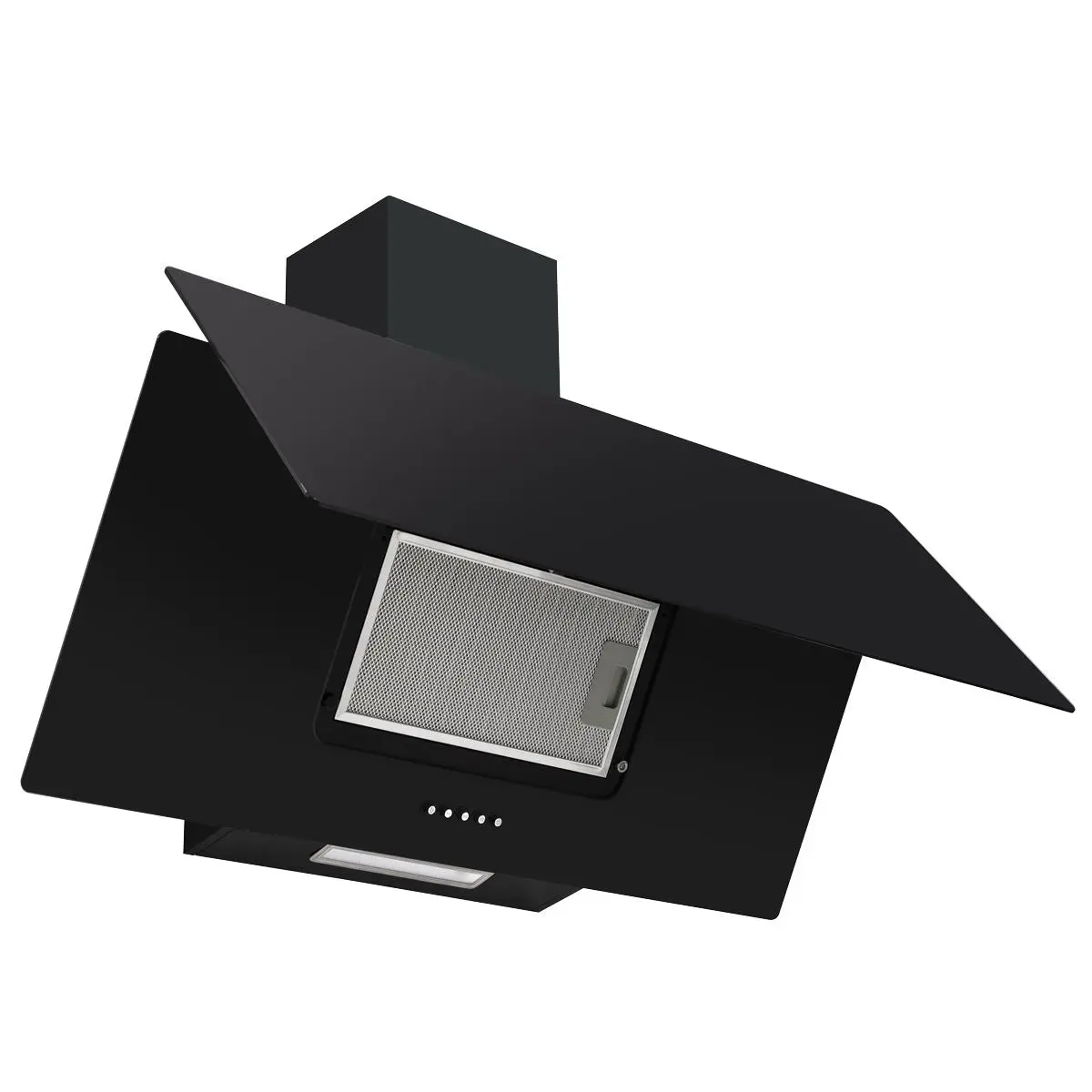 Baridi Angled Chimney Cooker Hood with Carbon Filters & LED Lamp 90cm, Energy Class A - Black Glass - Image 7