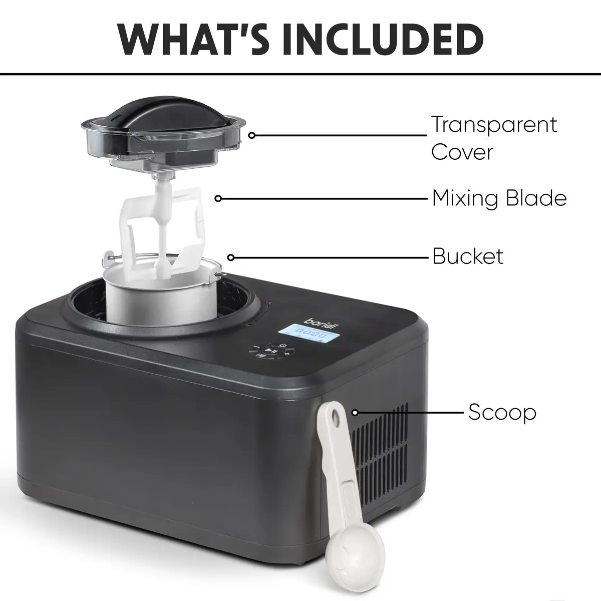 Baridi Automatic Churning Ice Cream Machine 1.5L - Black - Image 4