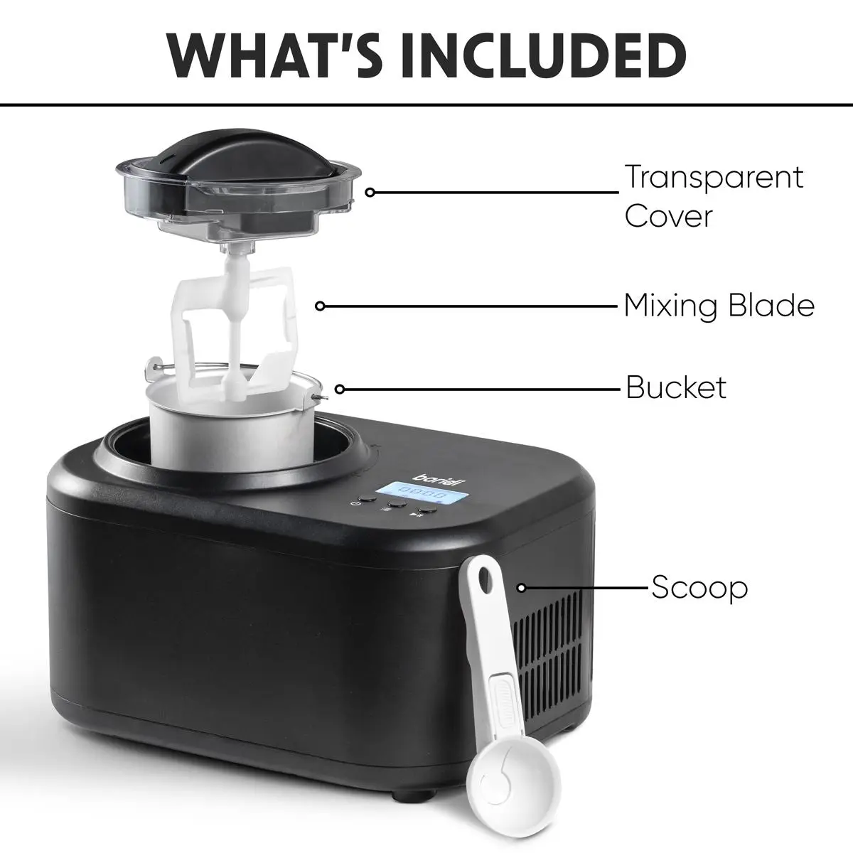 Baridi Automatic Churning Ice Cream Machine 1L - Black - Image 17