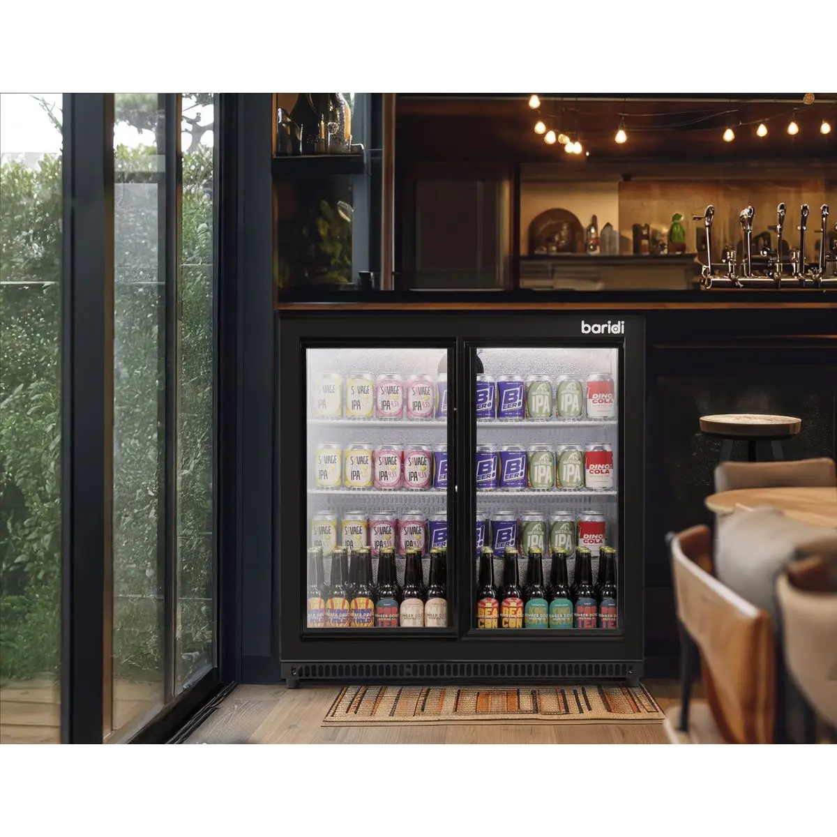 Baridi Back Bar Drinks Fridge/Cooler with Double Sliding Doors, 190L Capacity - Image 10