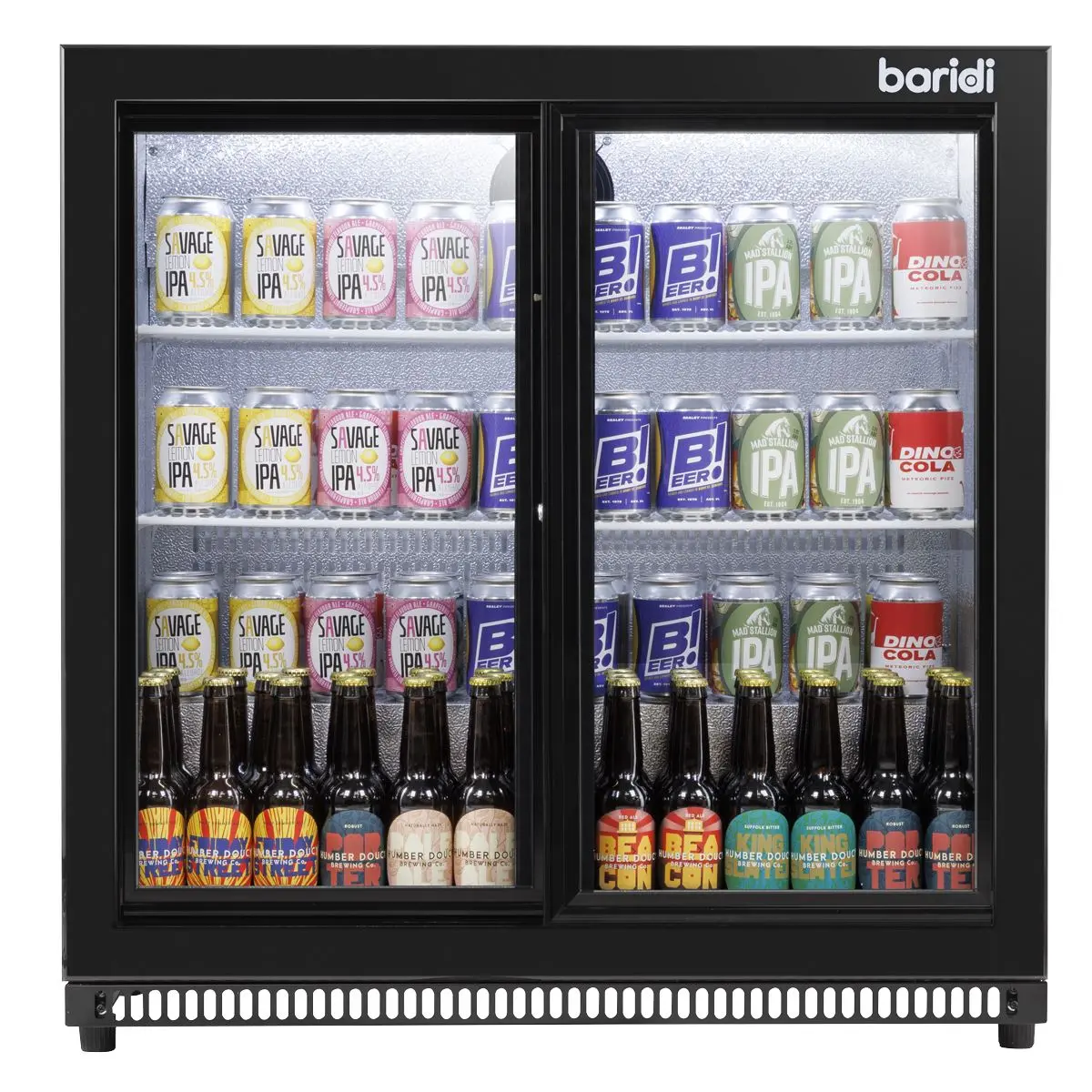 Baridi Back Bar Drinks Fridge/Cooler with Double Sliding Doors, 190L Capacity - Image 7