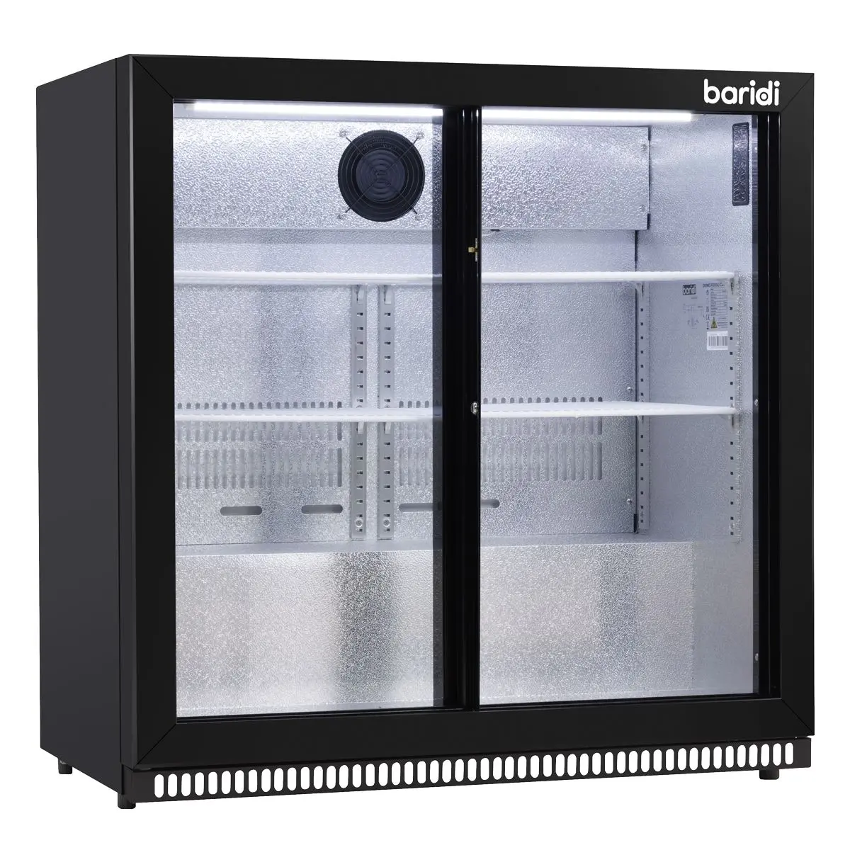 Baridi Back Bar Drinks Fridge/Cooler with Double Sliding Doors, 190L Capacity - Image 9