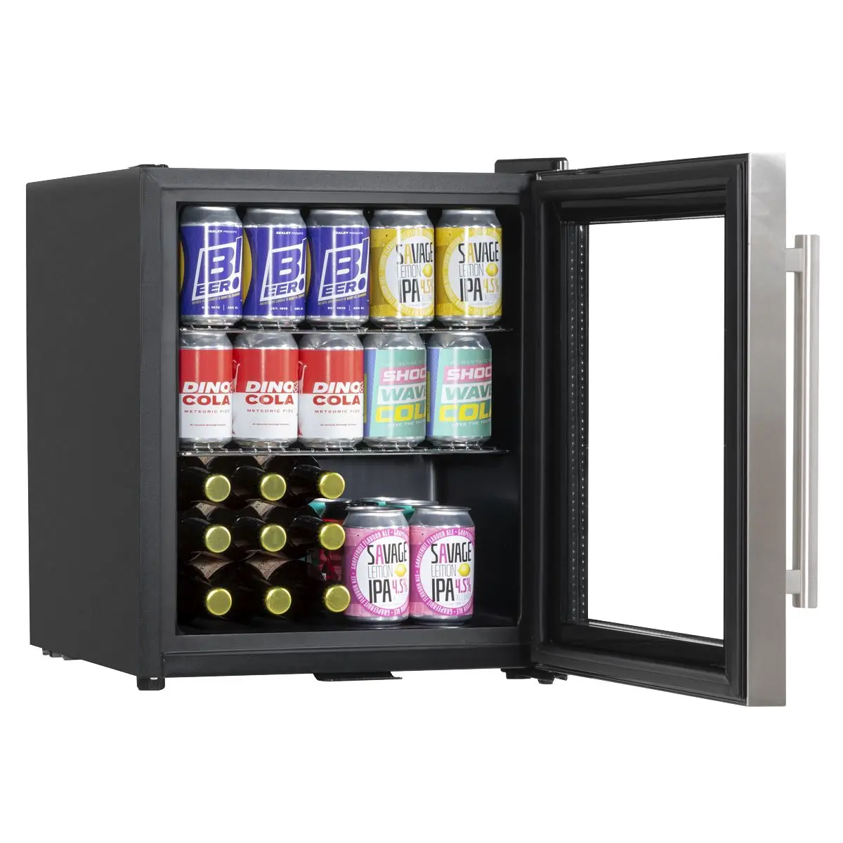 Baridi Baridi 50L Tabletop Drinks Fridge, Mini Beer Cooler, Glass Door, Stainless Steel - Image 2