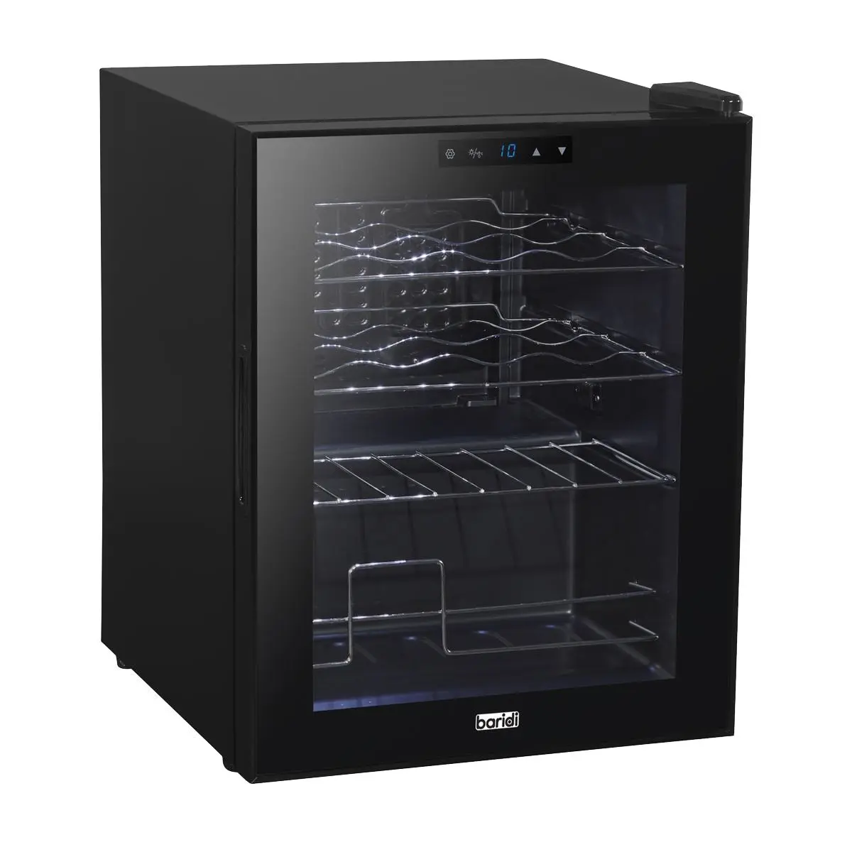 Baridi Black 16 Bottle Wine Fridge Cooler, 5-18°C Touch Controls & LED 430x560mm