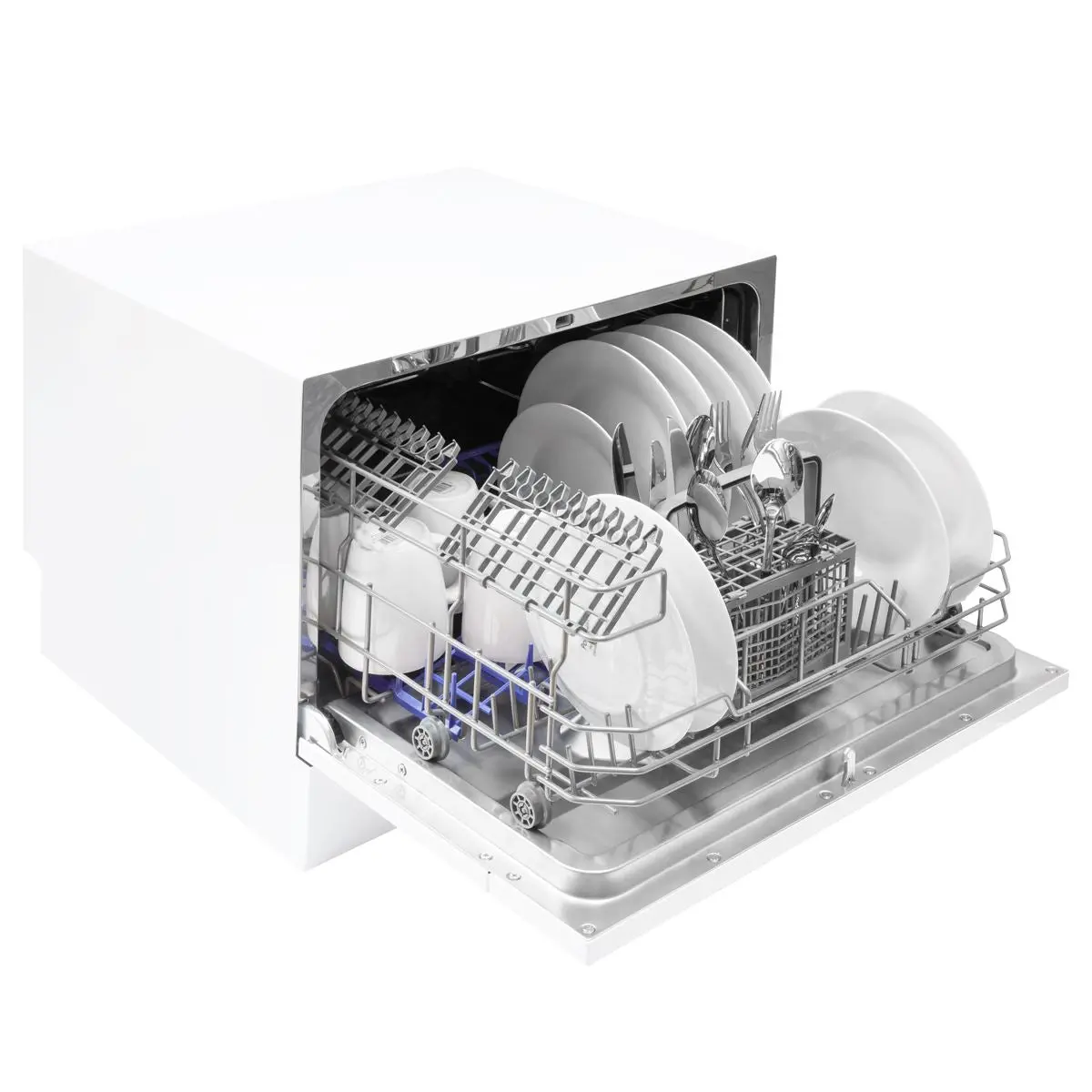 Baridi Compact Tabletop Dishwasher 6 Place Settings, 6 Programmes, Low Noise, 6.5L Cycle, Start Delay - White - Image 10