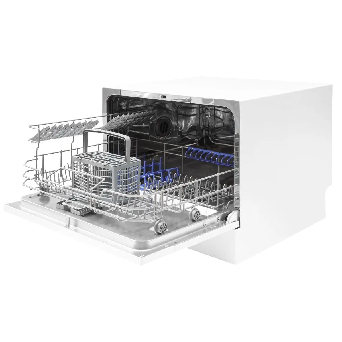 Baridi Compact Tabletop Dishwasher 6 Place Settings, 6 Programmes, Low Noise, 6.5L Cycle, Start Delay - White - Image 7