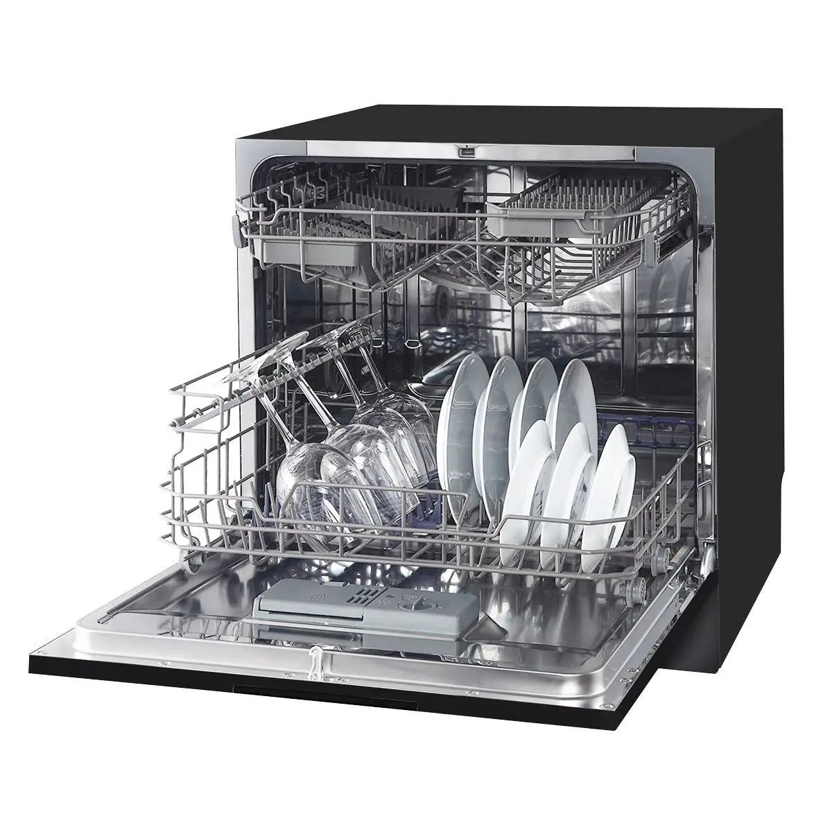 Baridi Compact Tabletop Dishwasher 8 Place Settings, 6 Programmes, Low Noise, 8L Cycle, Start Delay - Black - Image 19