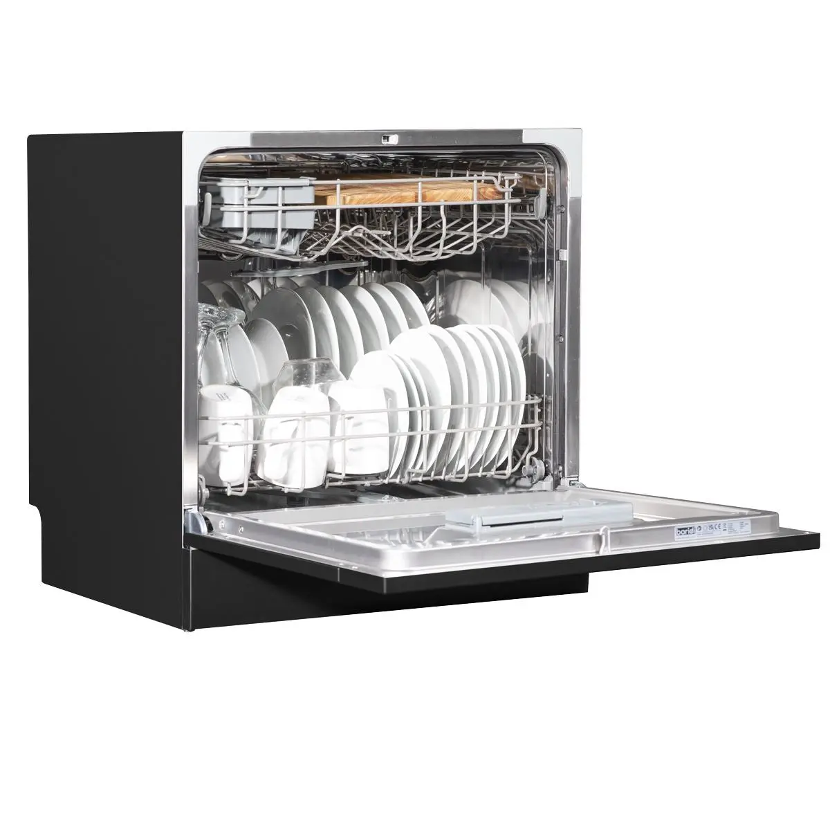 Baridi Compact Tabletop Dishwasher 8 Place Settings, 6 Programmes, Low Noise, 8L Cycle, Start Delay - Black - Image 2