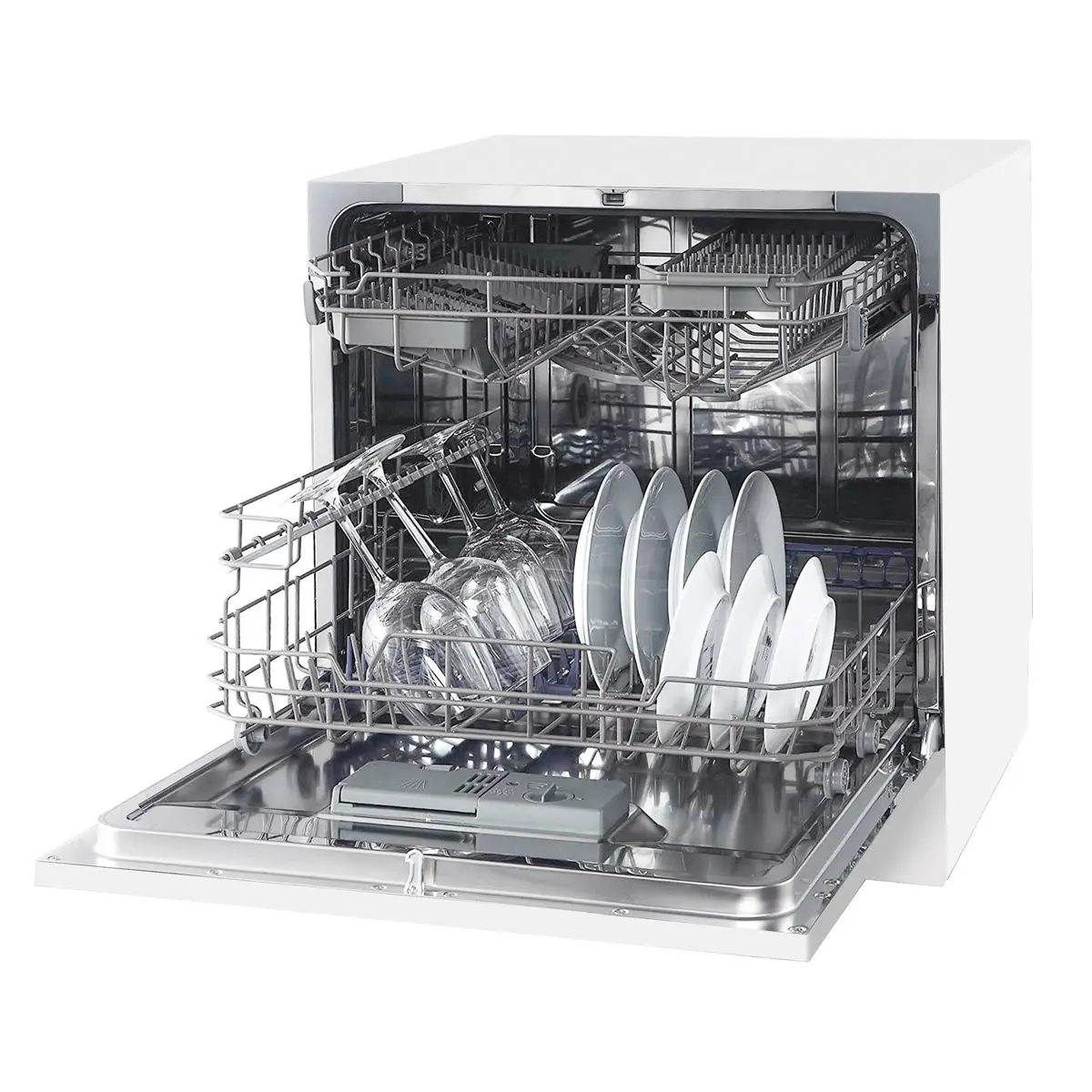 Baridi Compact Tabletop Dishwasher 8 Place Settings, 6 Programmes, Low Noise, 8L Cycle, Start Delay - White - Image 3