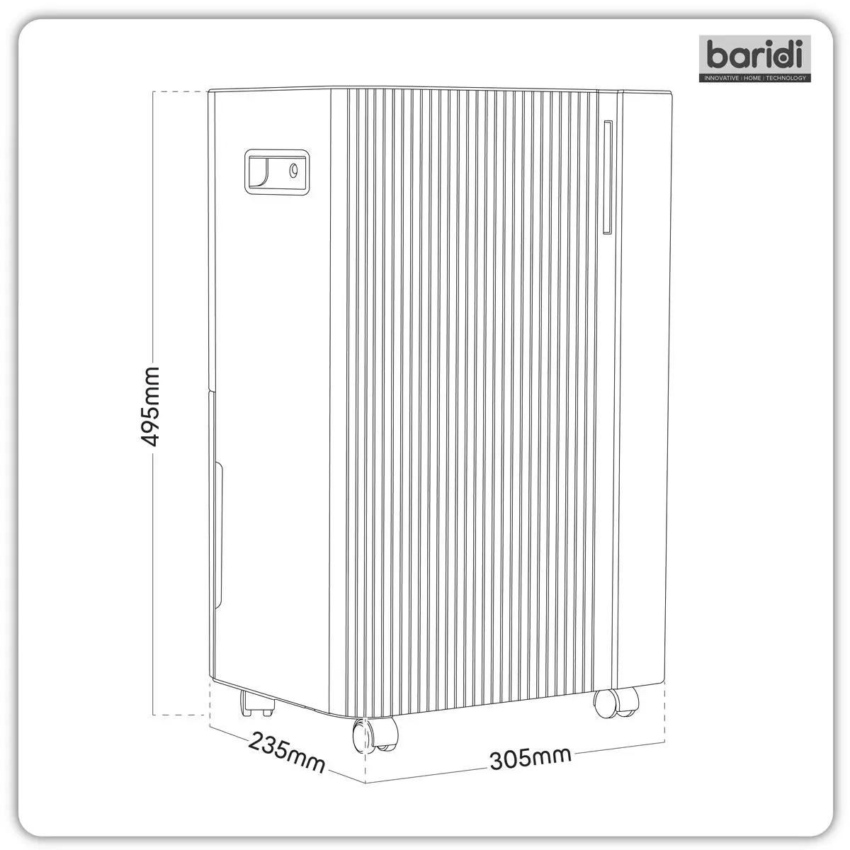 Baridi Dehumidifier with Digital Display & 24hr Timer 20L - White - Image 2