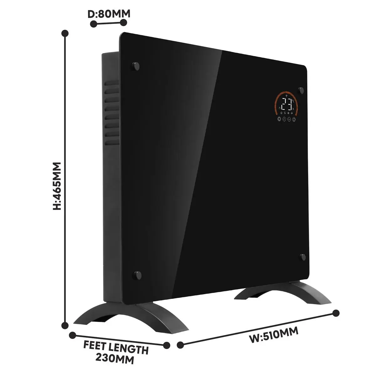 Baridi, Electric Glass Panel Heater, 1000W, Wi-Fi Enabled, Black - DH135 - Image 3