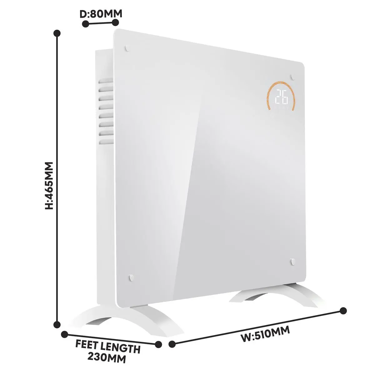 Baridi, Electric Glass Panel Heater, 1000W, Wi-Fi Enabled, White - DH136 - Image 6