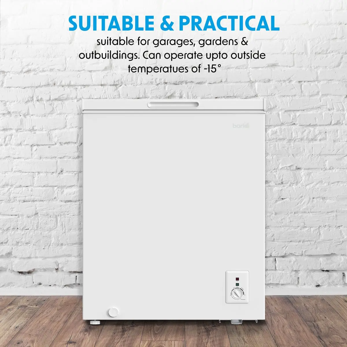Baridi Freestanding Chest Freezer, 142L Capacity, Garages and Outbuilding Safe, -12 to -24°C Adjustable Thermostat with Refrigeration Mode, White - Image 8