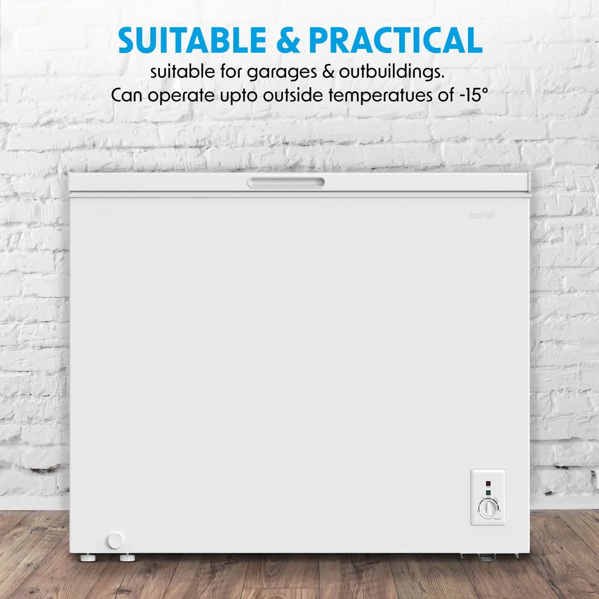 Baridi Freestanding Chest Freezer, 199L Capacity, Garages and Outbuilding Safe, -12 to -24°C Adjustable Thermostat with Refrigeration Mode, White - Image 6