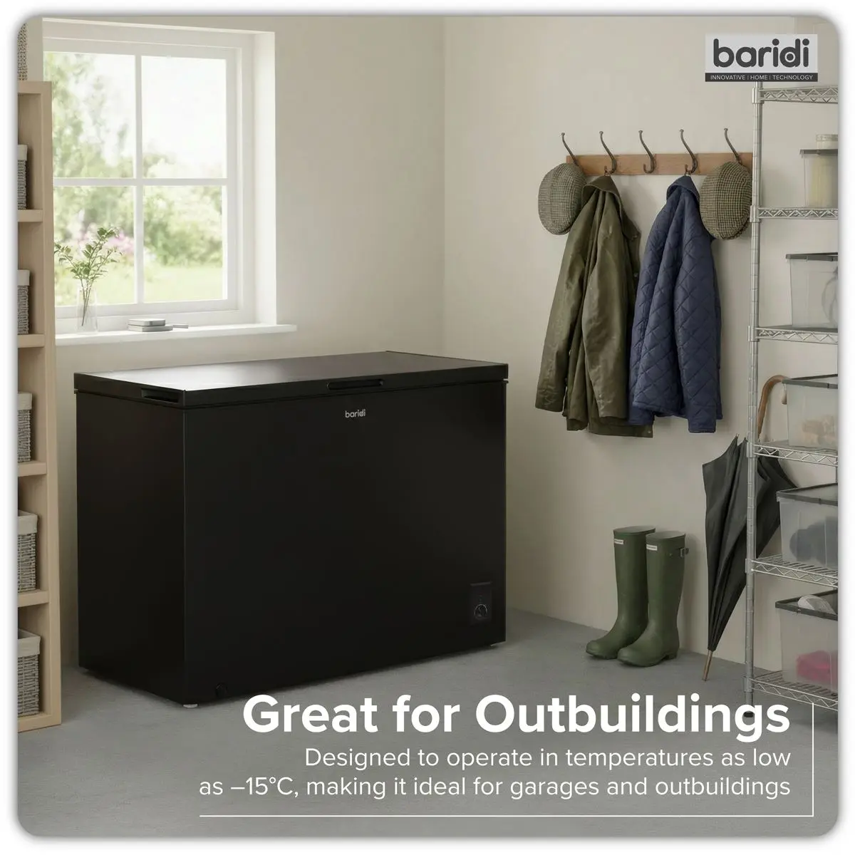 Baridi Freestanding Chest Freezer 254L Capacity - Black - Image 6