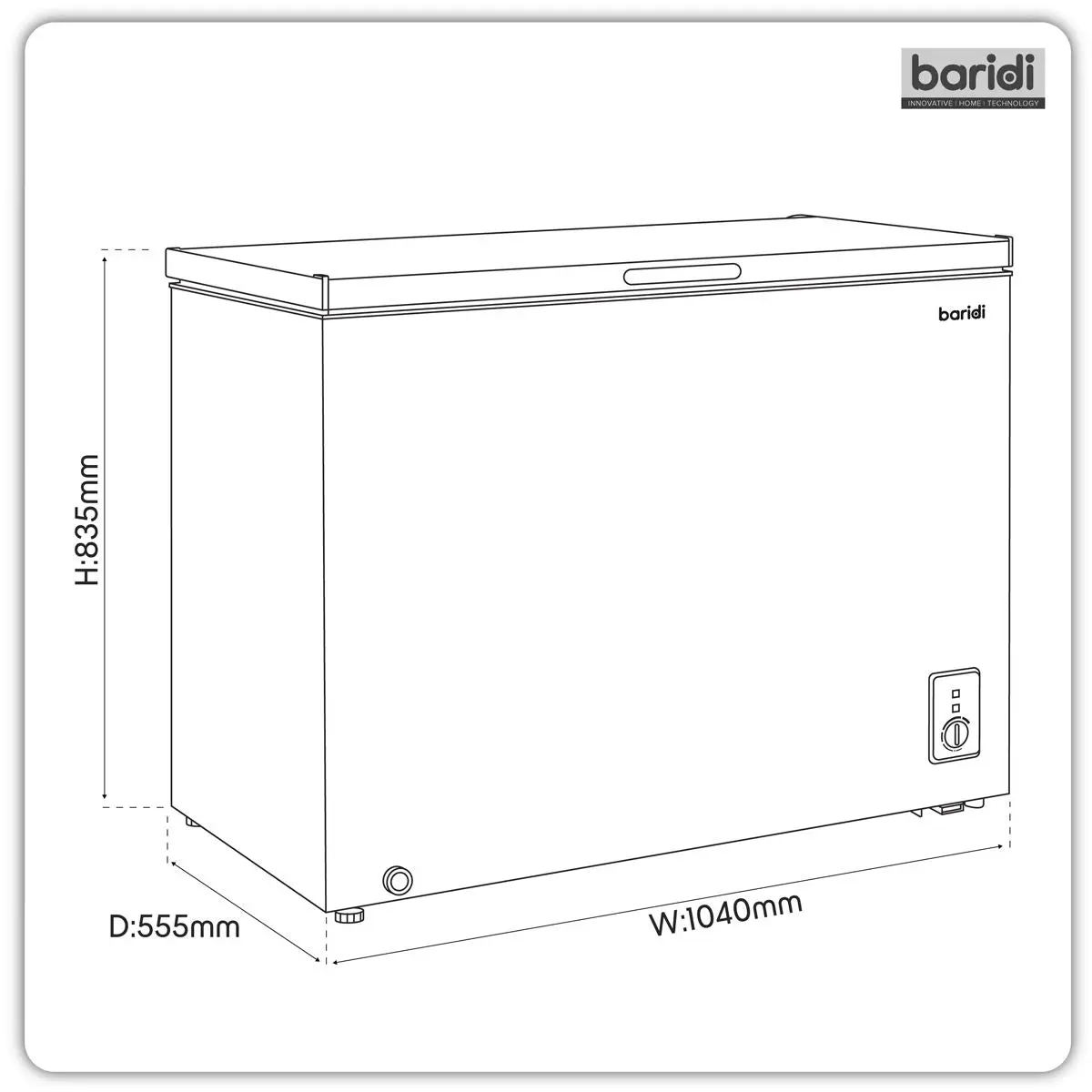 Baridi Freestanding Chest Freezer 254L Capacity - Black - Image 9