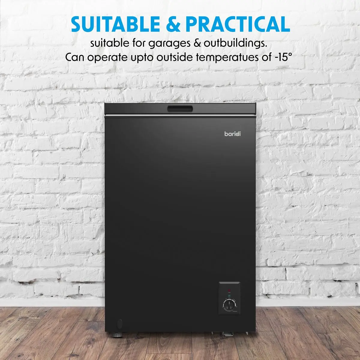 Baridi Freestanding Chest Freezer, 99L Capacity, -12 to -24°C Adjustable Thermostat, Black - DH153 - Image 9