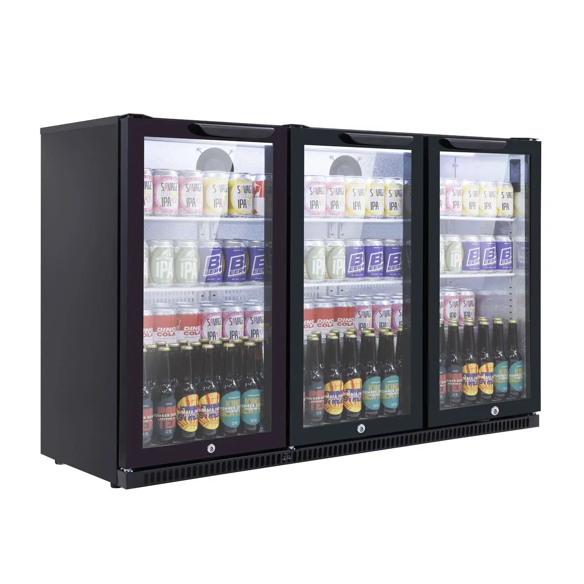 Baridi Hinged Triple Door, Back Bar Drinks Fridge/Cooler, 307L Capacity
