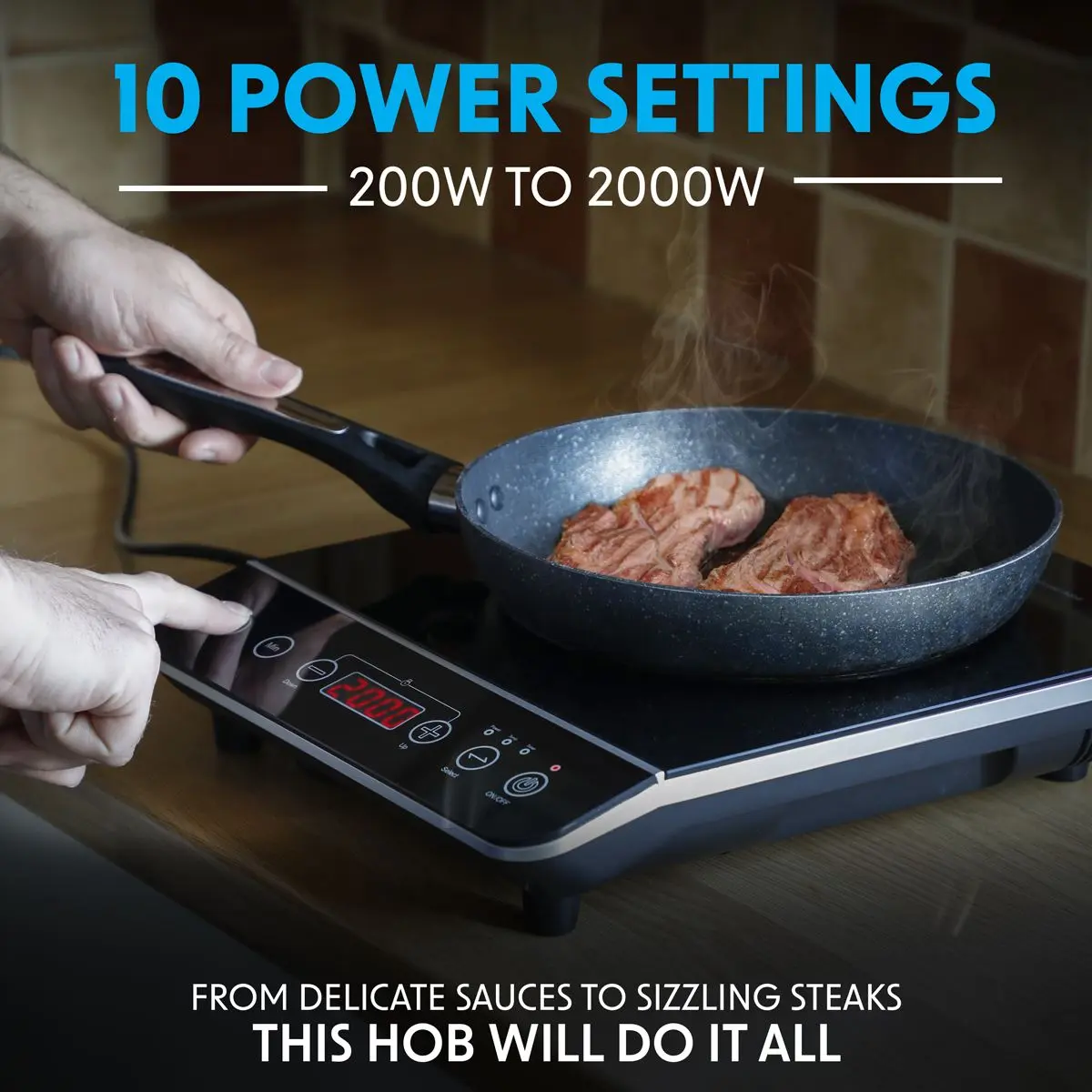 Baridi Induction Hob: Single Zone with 13A Plug, 10 Power Settings 200W-2000W, Touch Controls, 3-Hour Timer Function, Child Lock, Black - Image 5
