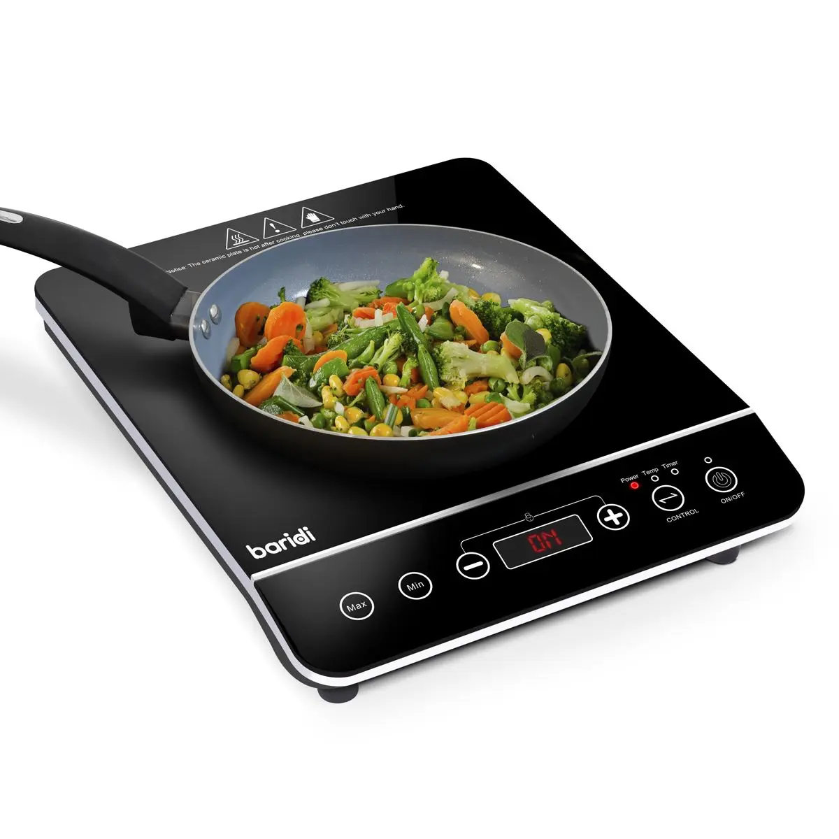 Baridi Induction Hob: Single Zone with 13A Plug, 10 Power Settings 200W-2000W, Touch Controls, 3-Hour Timer Function, Child Lock, Black - Image 8