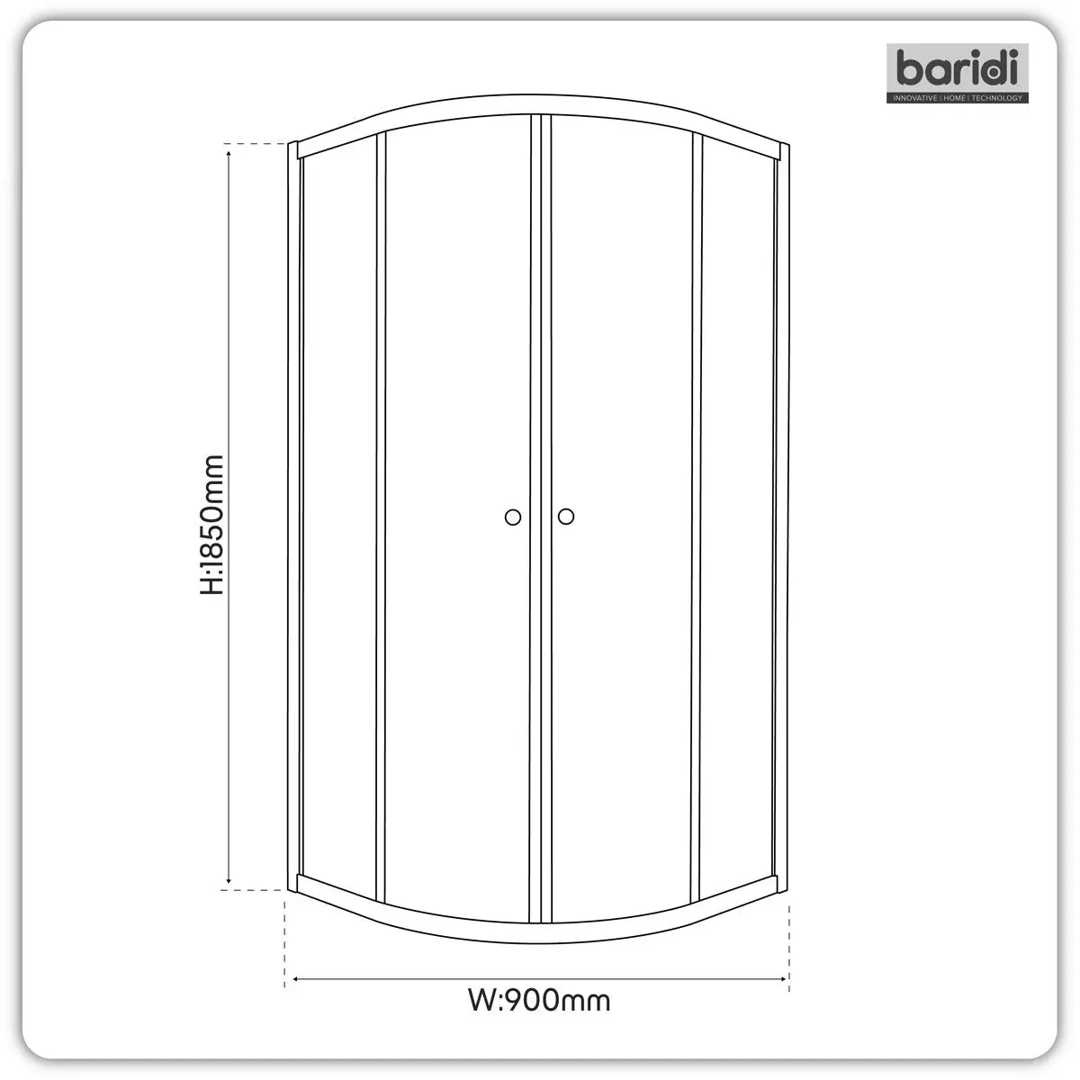 Baridi Quadrant Shower Entry Enclosure 900 x 900 x 1850mm with 6mm Tempered Glass - Chrome - Image 2
