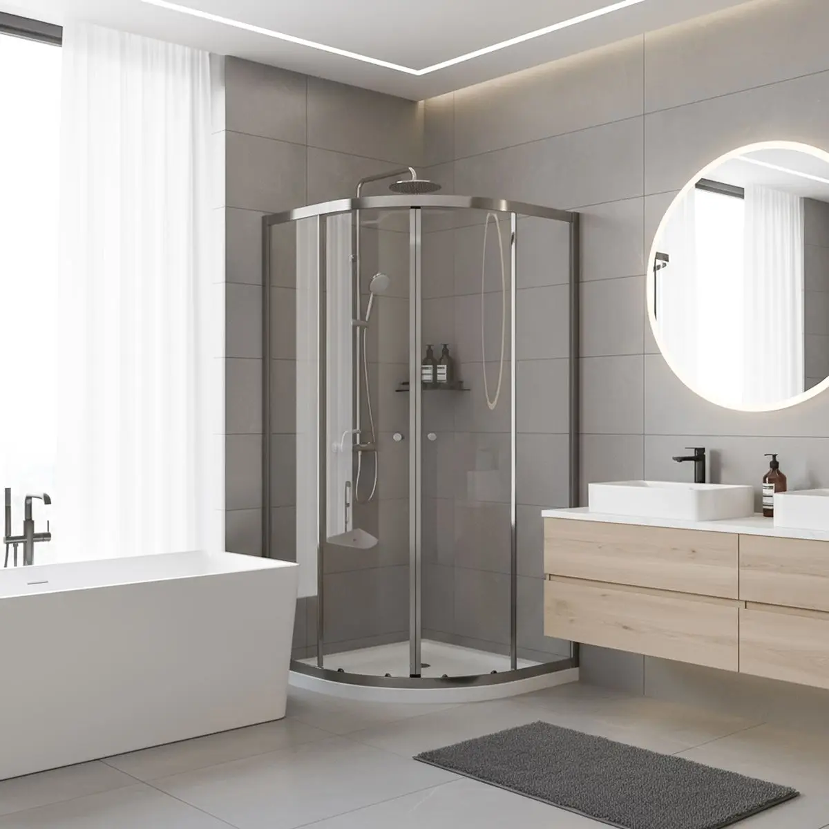 Baridi Quadrant Shower Entry Enclosure 900 x 900 x 1850mm with 6mm Tempered Glass - Chrome - Image 3