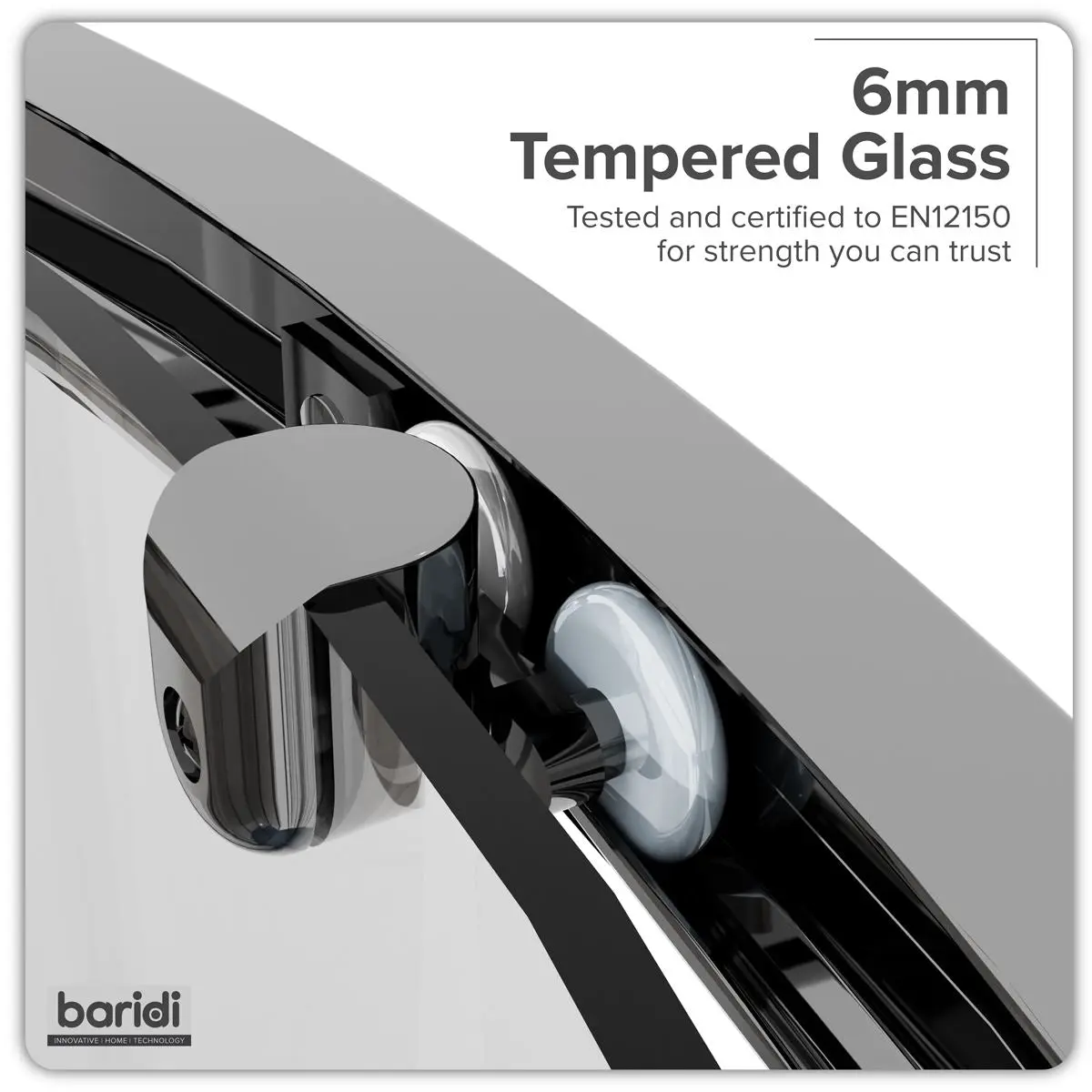 Baridi Quadrant Shower Entry Enclosure 900 x 900 x 1850mm with 6mm Tempered Glass - Chrome - Image 8