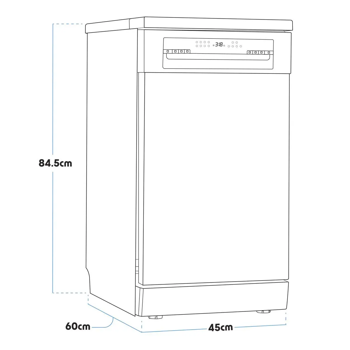 Baridi Slimline Freestanding Dishwasher 45cm Wide 10 Place Settings - Black - Image 22
