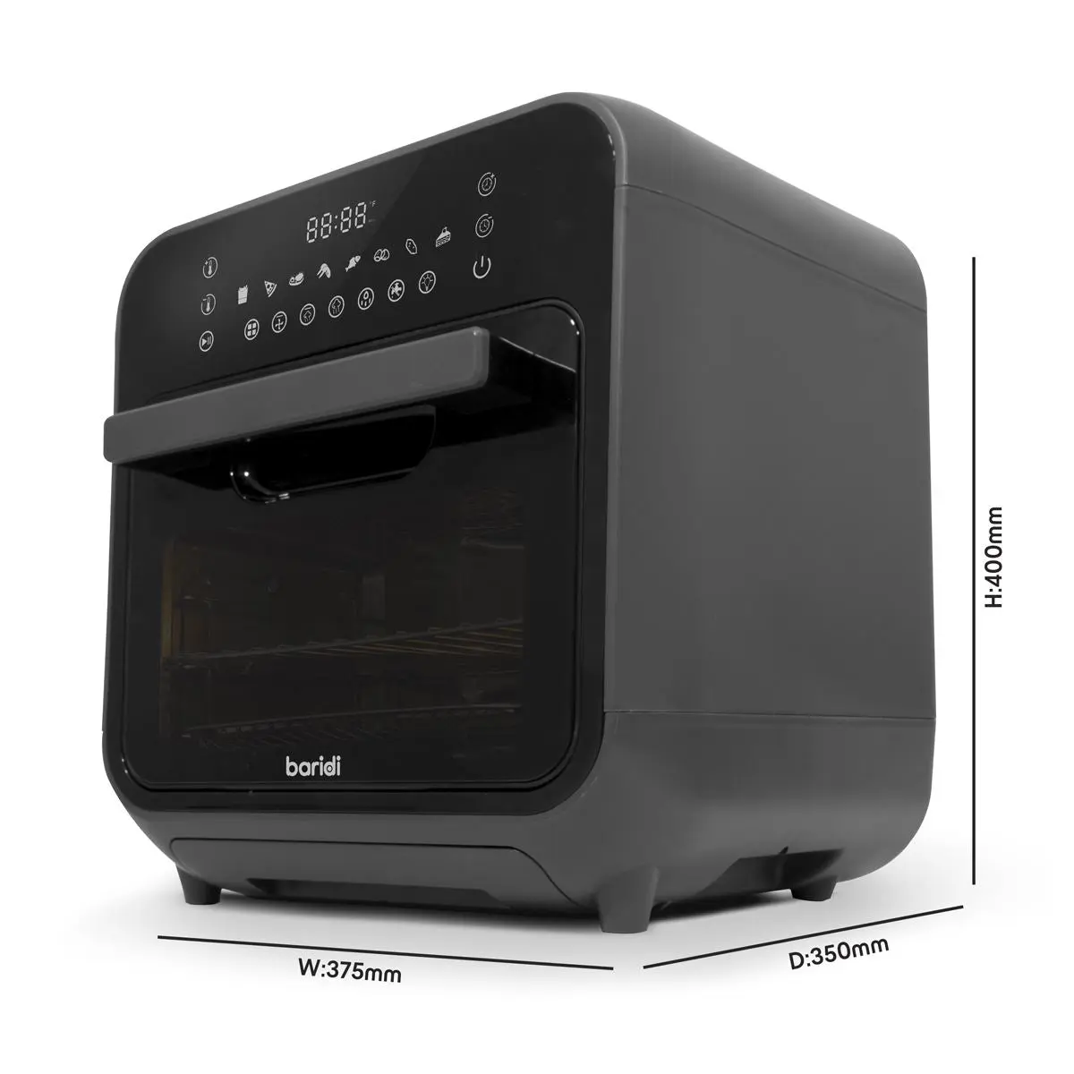 Baridi Steam Air Fryer Oven, Self-Cleaning, 8 Preset Programs, 1635W, 15L, Black - Image 9