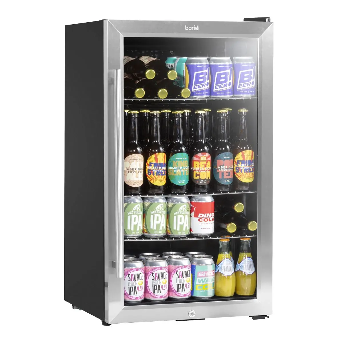 Baridi Under Counter Wine/Drink/Beverage Cooler/Fridge, Built-In Thermostat, Energy Class E, 85 Litre - Stainless Steel