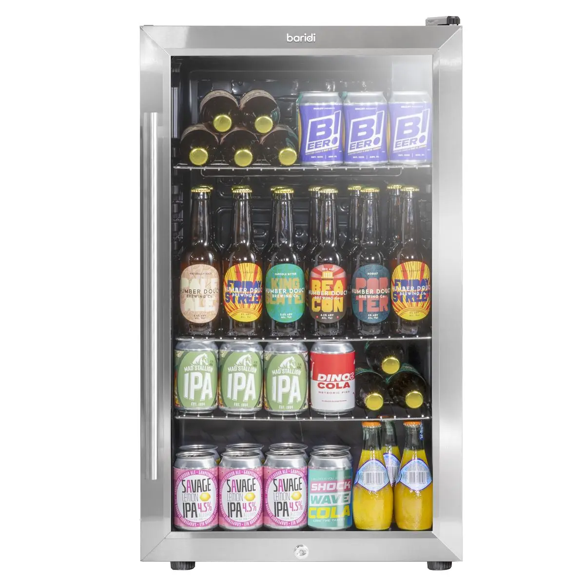 Baridi Under Counter Wine/Drink/Beverage Cooler/Fridge, Built-In Thermostat, Energy Class E, 85 Litre - Stainless Steel - Image 8
