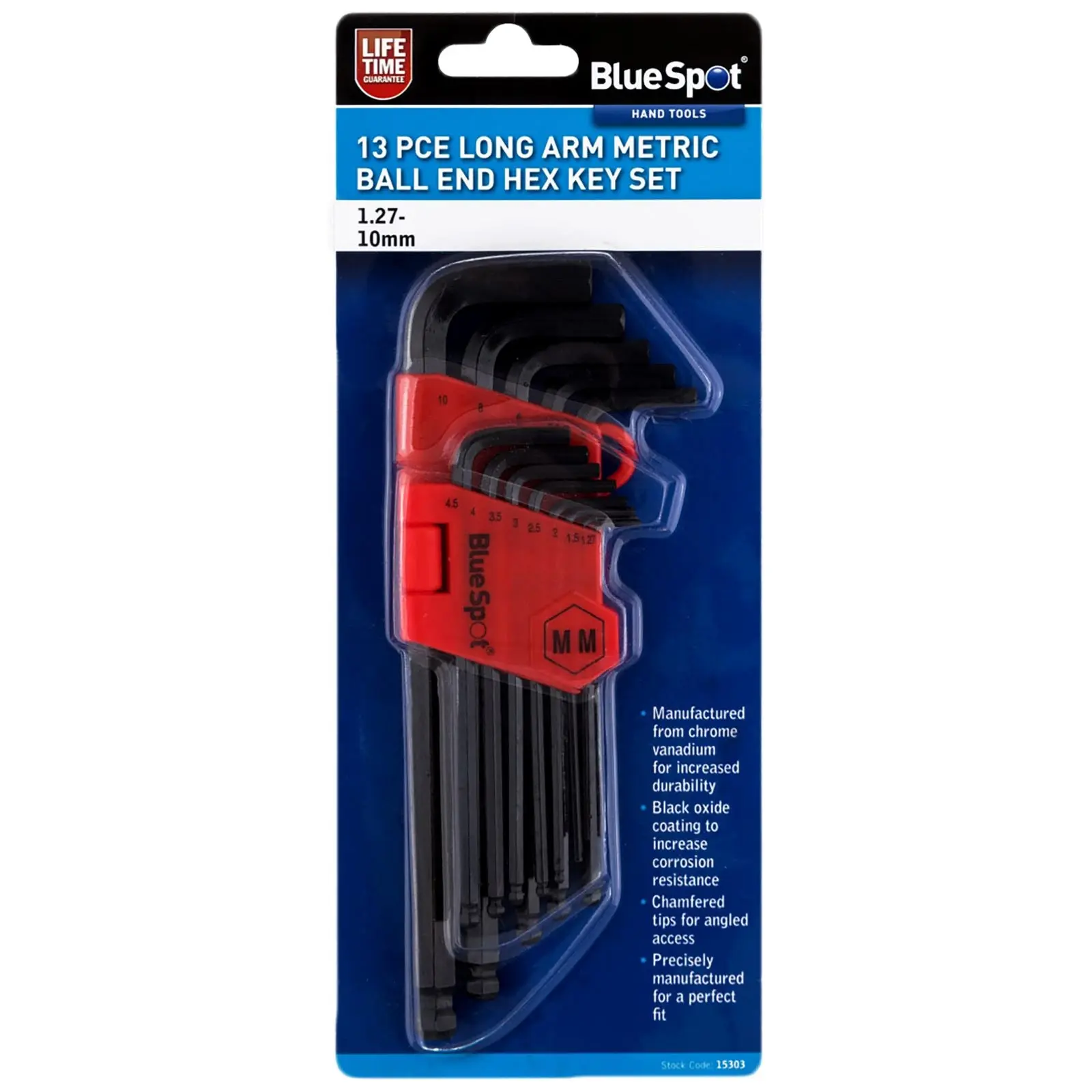BlueSpot Ball End Hex Key Set Long Arm 13 Piece Metric 1.27mm-10mm - Image 2