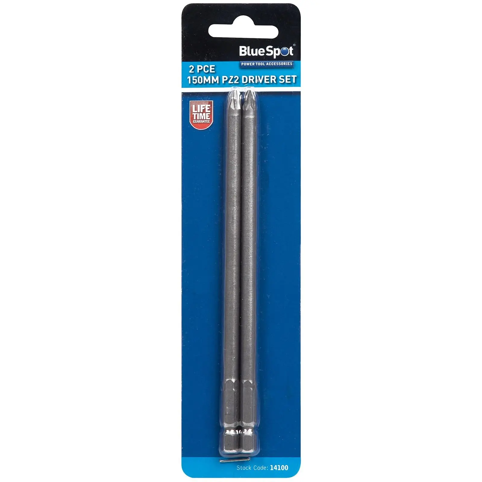BlueSpot 150mm PZ2 Pozi Driver Screwdriver Bit Set 2 Piece