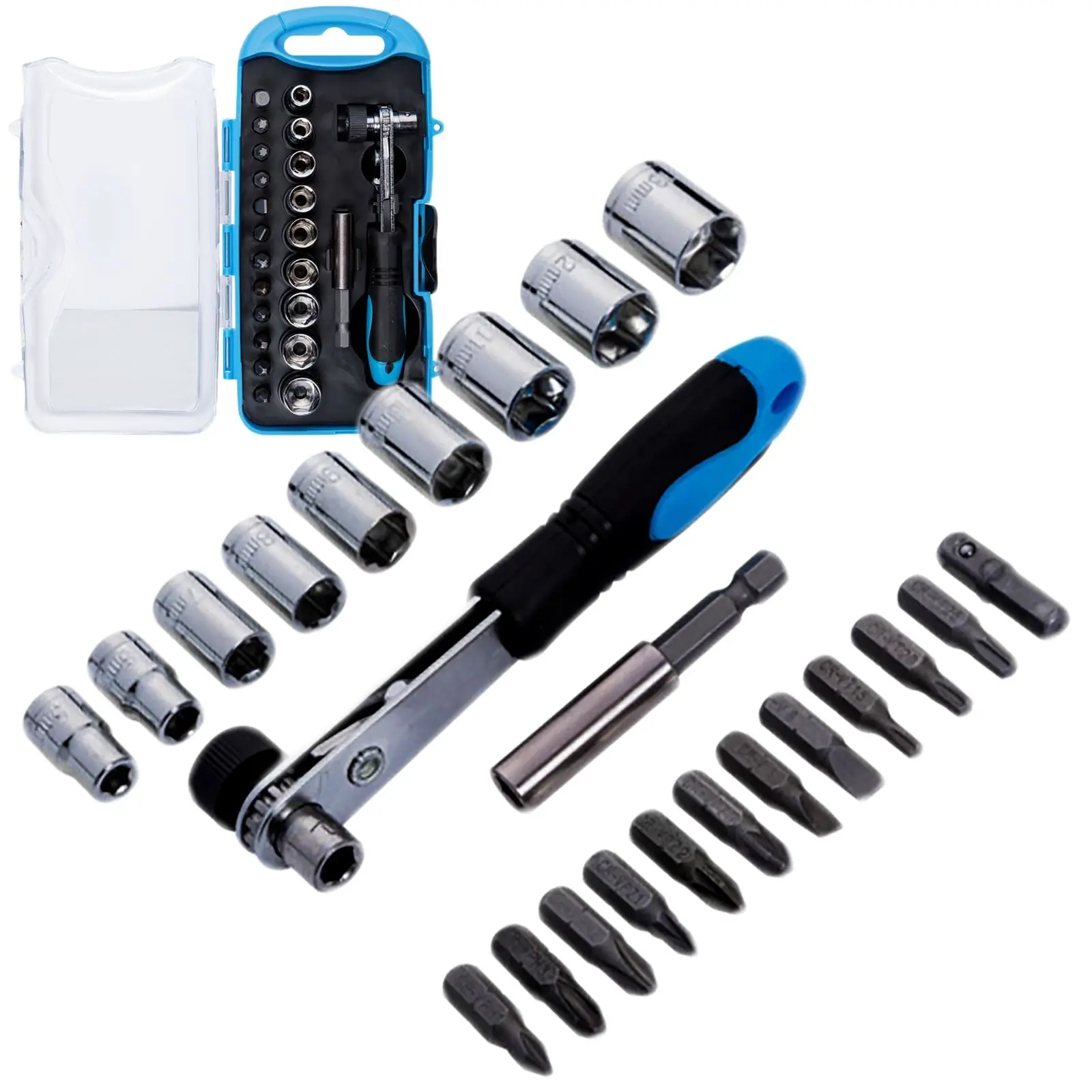 BlueSpot 23 Piece Offset Ratchet Handle Bit and Socket Set in Case - Image 2
