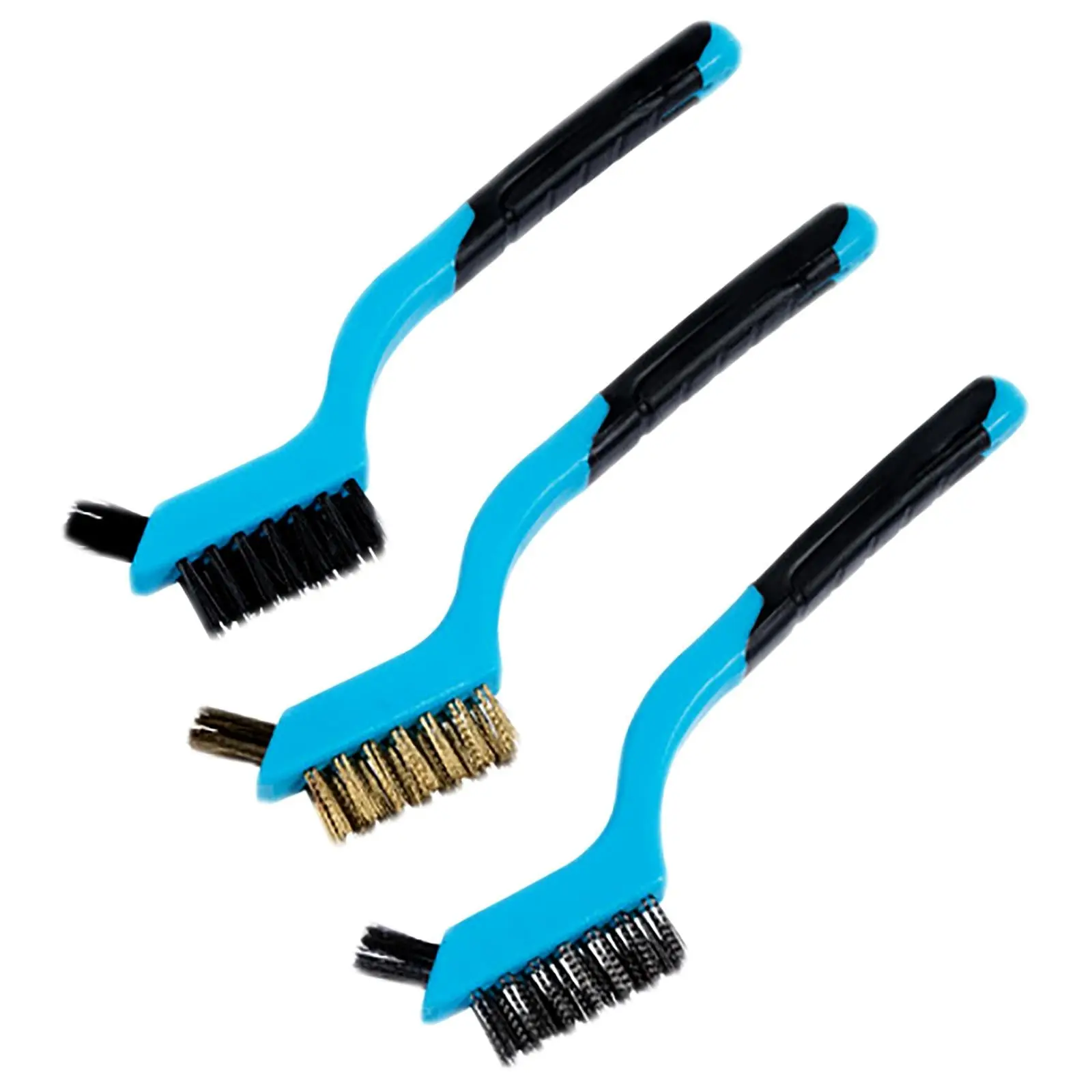 BlueSpot Mini Wire Brush Set 3 Piece Brass Nylon Steel Heads - Image 2