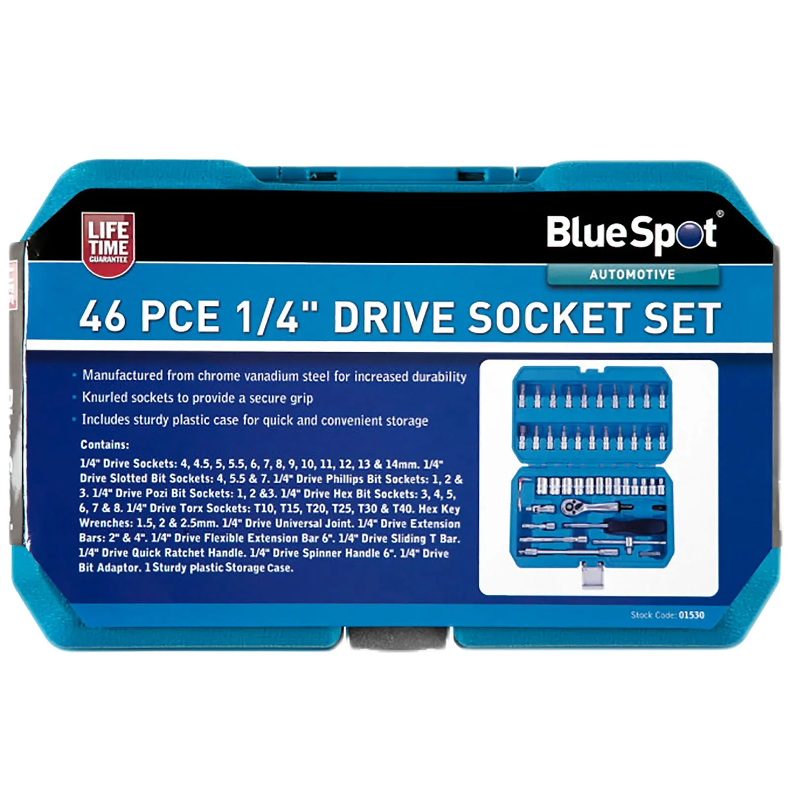 BlueSpot Socket and Bit Set 1/4" Drive 46 Piece - Image 3