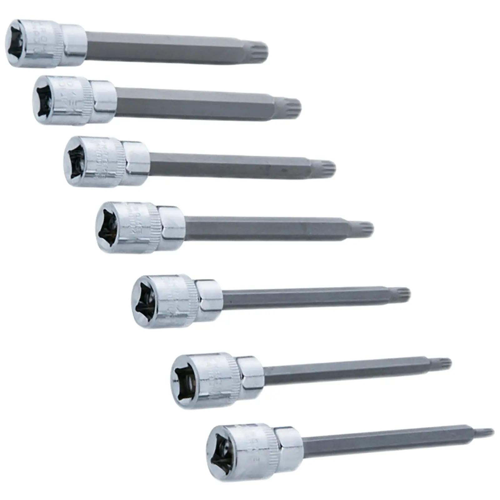 BlueSpot Spline Socket Bit Set 7 Piece 110mm 3/8" Drive Extra Long M4-M10 - Image 4