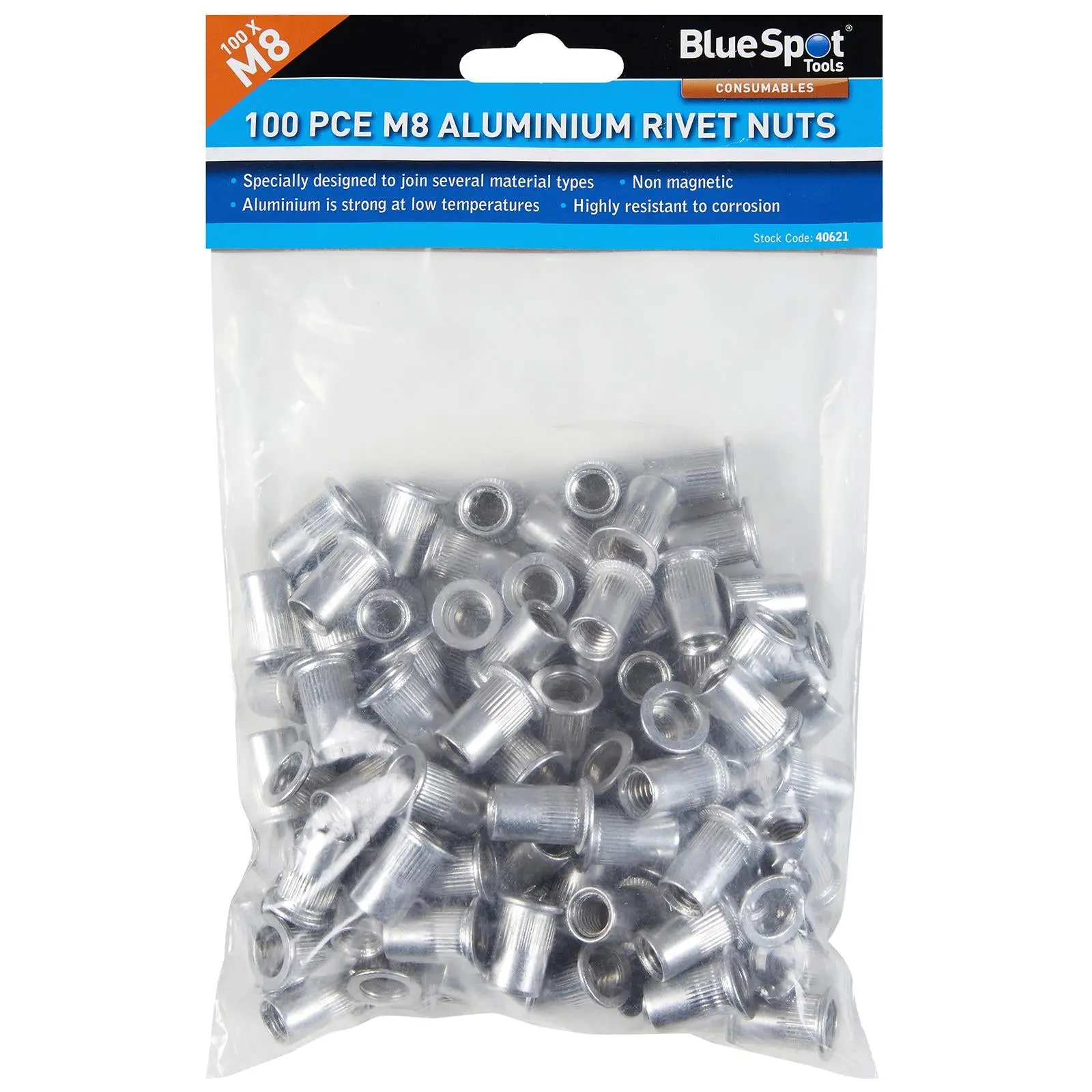 BlueSpot Aluminium Rivet Nuts M8 100 Piece Rivnuts - Image 3