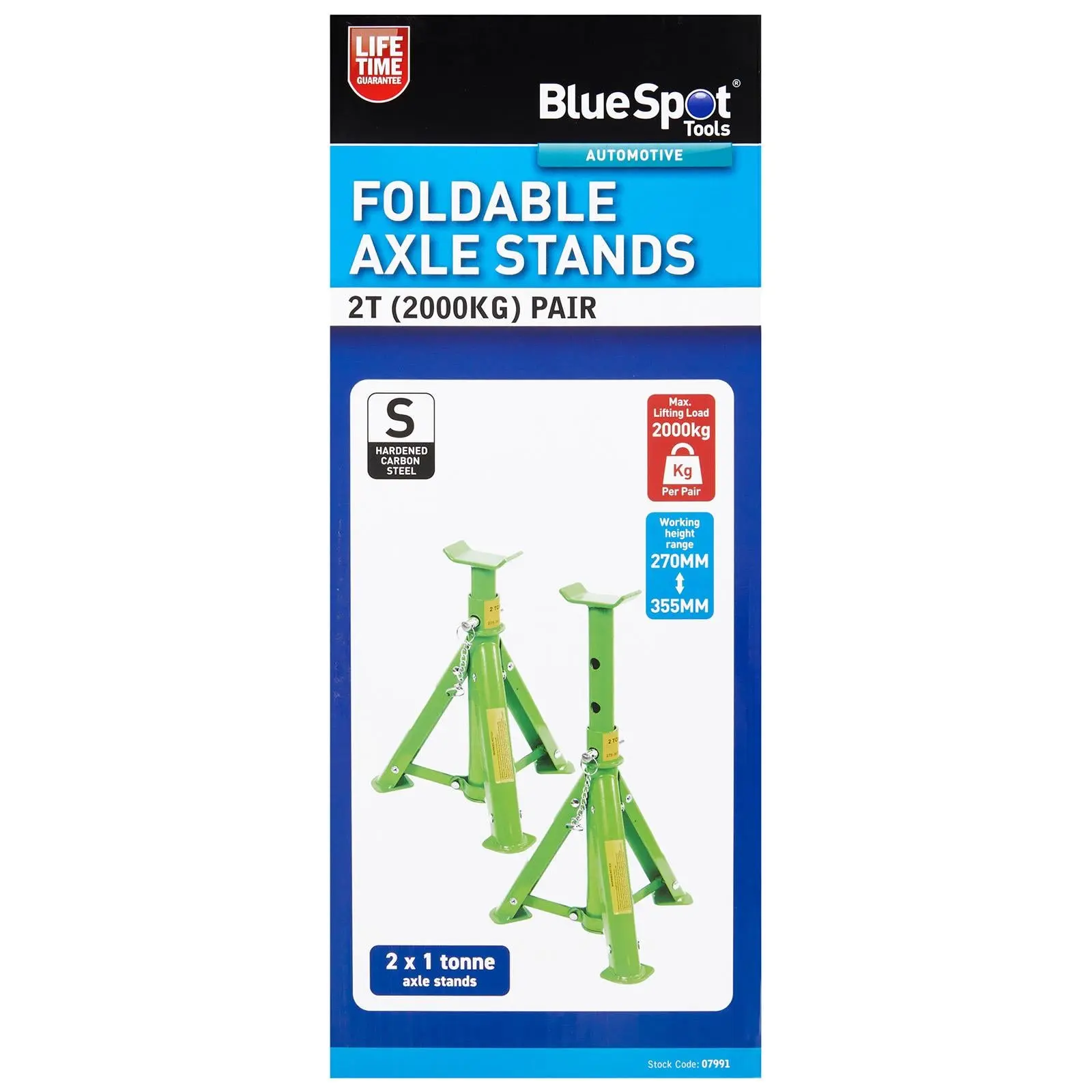 BlueSpot Axle Stands Foldable Jack Stand 2 Tonne 2000kg 270-355mm Lifting Height - Image 2