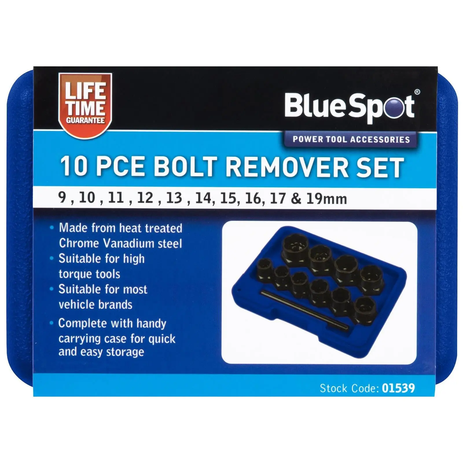 BlueSpot Bolt Remover Nut Extractor 3/8" 9-19mm Damaged Rounded Rusted Painted - Image 2