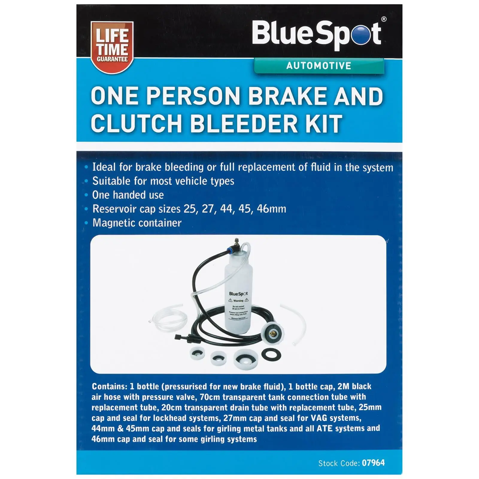 BlueSpot Brake and Clutch Bleeder Kit One Handed Operation 500ml - Image 3