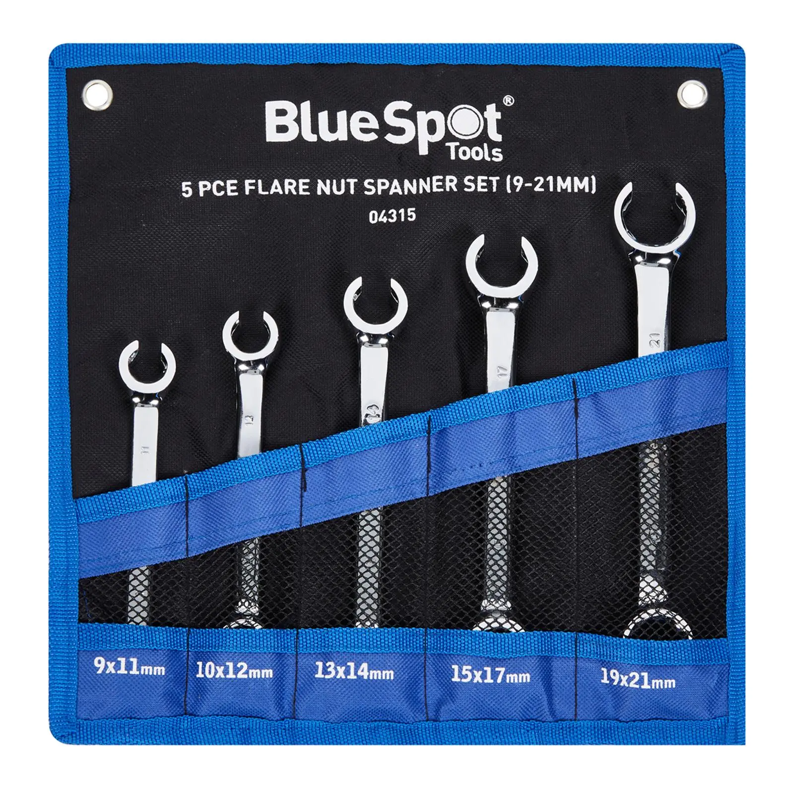 BlueSpot Brake Pipe Flare Nut Spanner Set 9-21mm 5 Piece - Image 2
