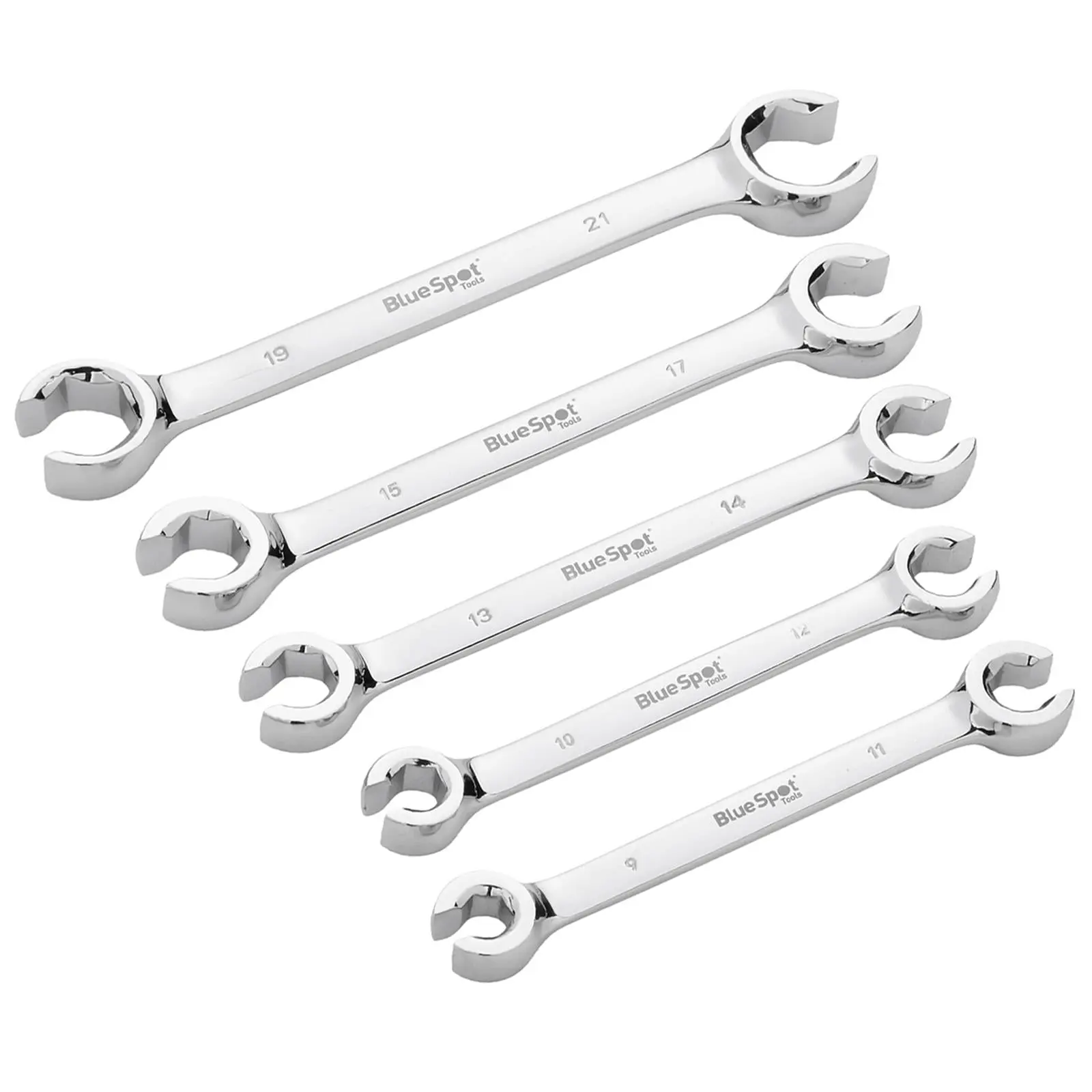 BlueSpot Brake Pipe Flare Nut Spanner Set 9-21mm 5 Piece - Image 3