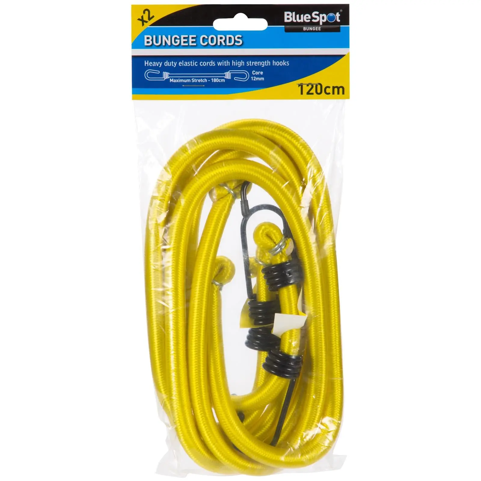 BlueSpot Bungee Cord Set 120cm Yellow 2 Piece - Image 2