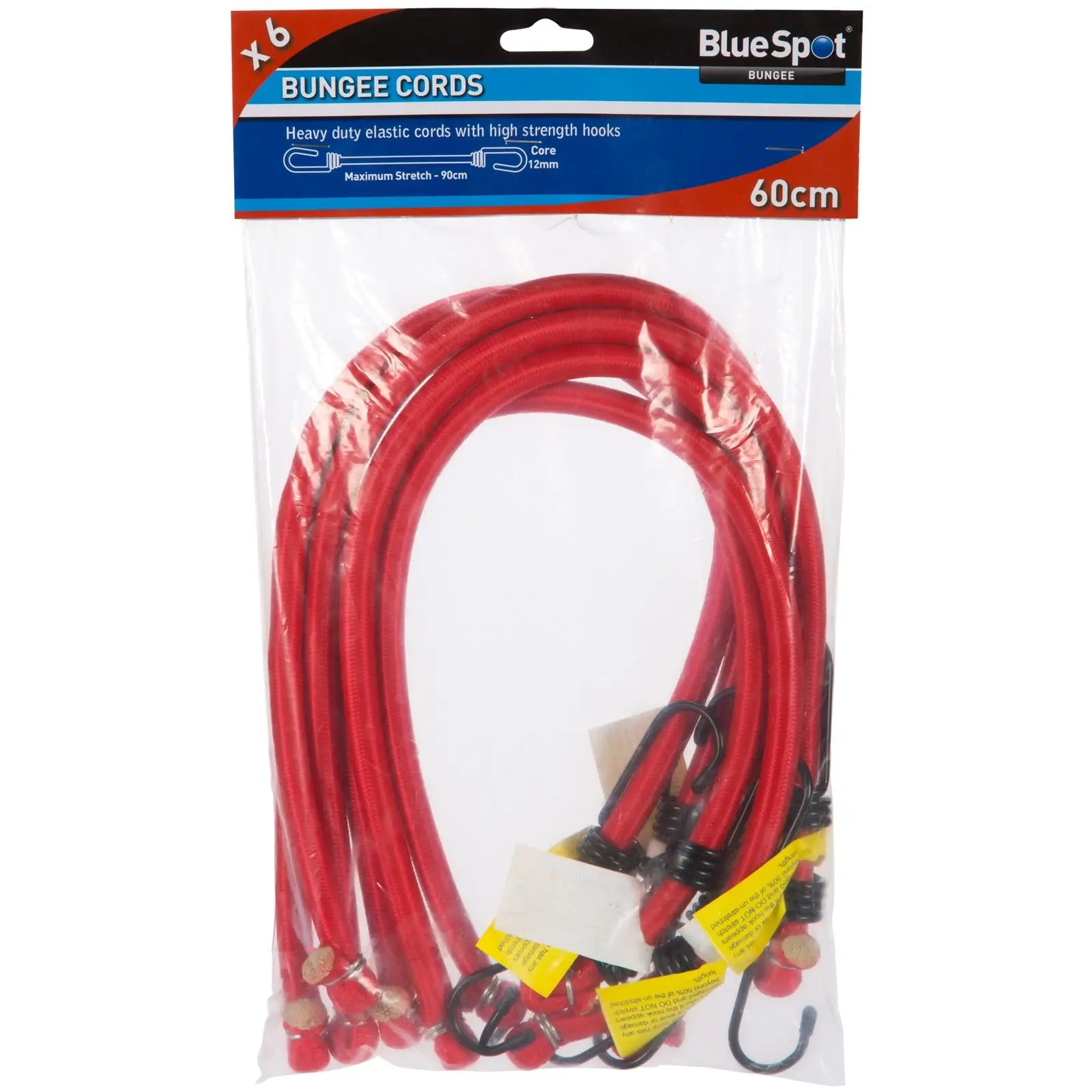 BlueSpot Bungee Cord Set 60cm Red 6 Piece - Image 2