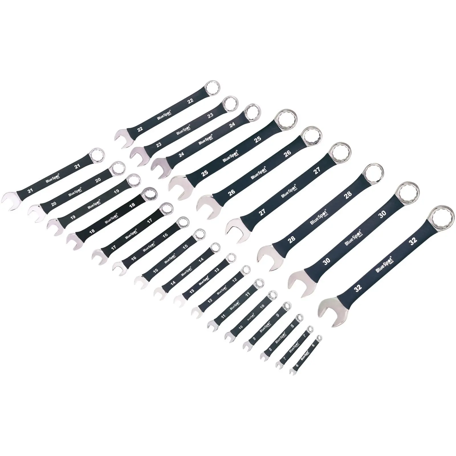 BlueSpot Combination Spanner Set Soft Grip 6-32mm in Tool Roll 25 Pieces - Image 2