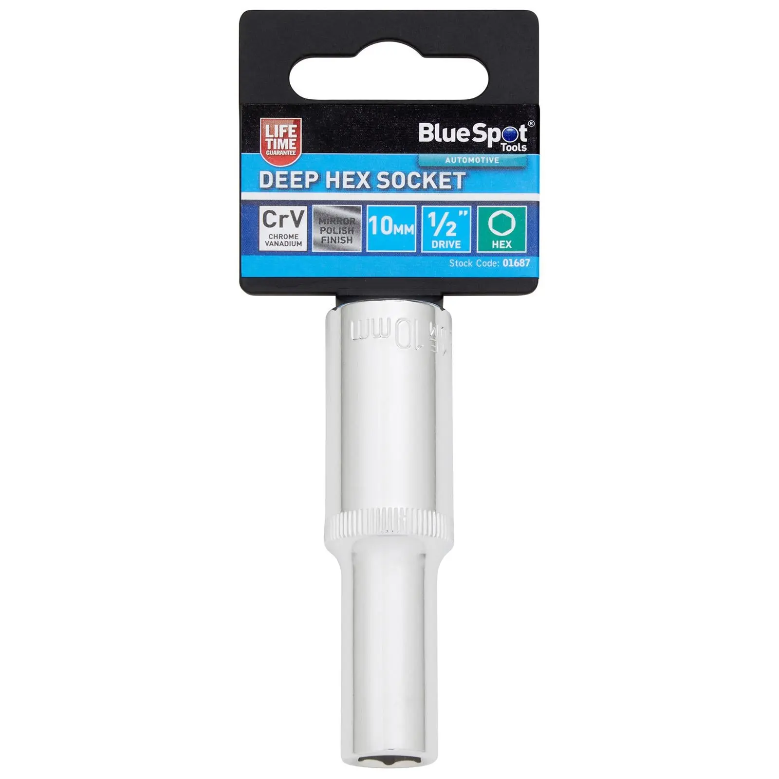 BlueSpot Deep Socket 1/2" Drive 6 Point Hex Chrome Individual 8-32mm - Choose Size - Image 3