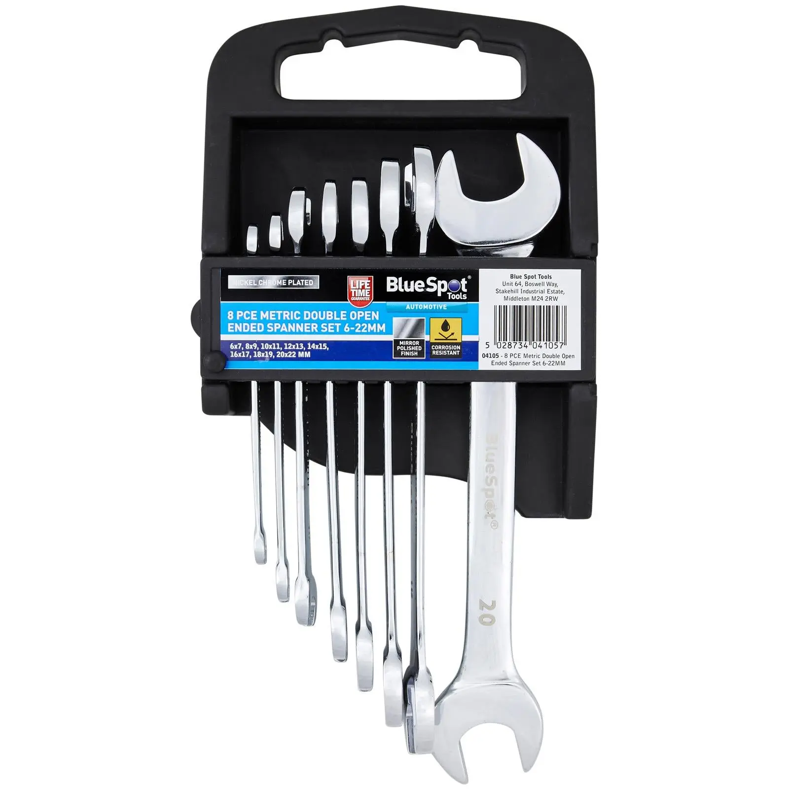 BlueSpot Double Open Ended Spanner Set Metric 6-22mm 8 Piece