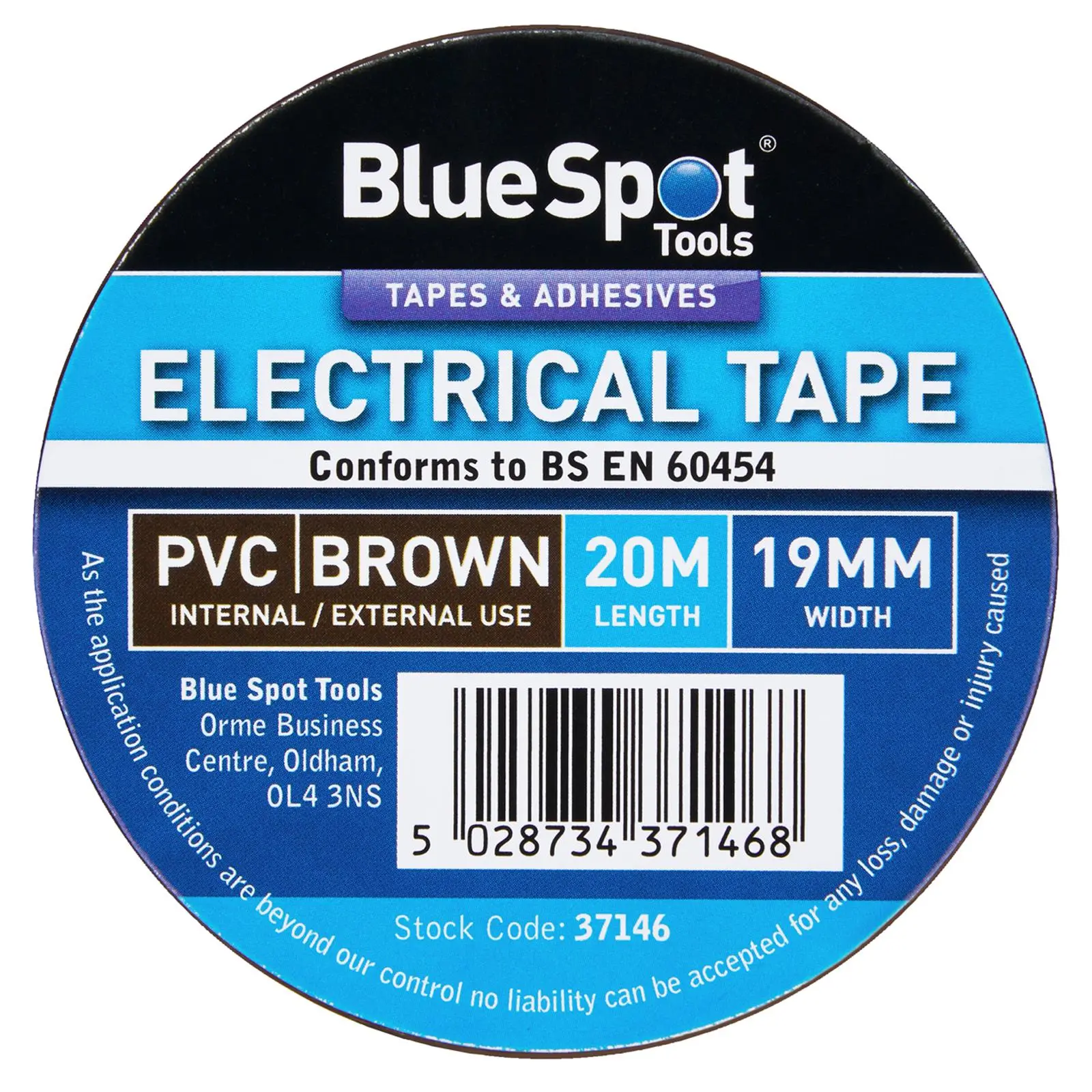 BlueSpot Electrical Insulation Tape Brown PVC 19mm x 20m - Image 2