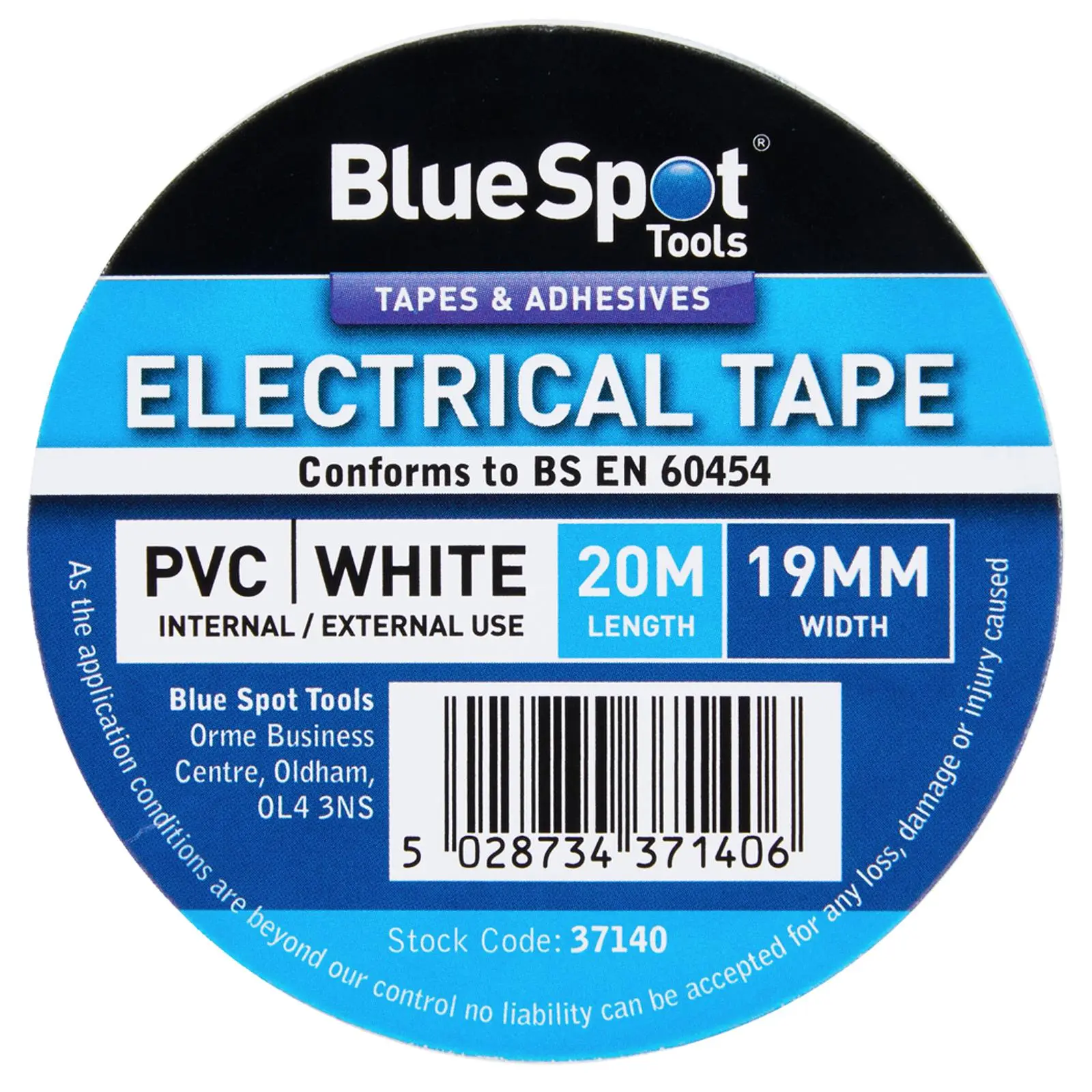 BlueSpot Electrical Insulation Tape White PVC 19mm x 20m - Image 3